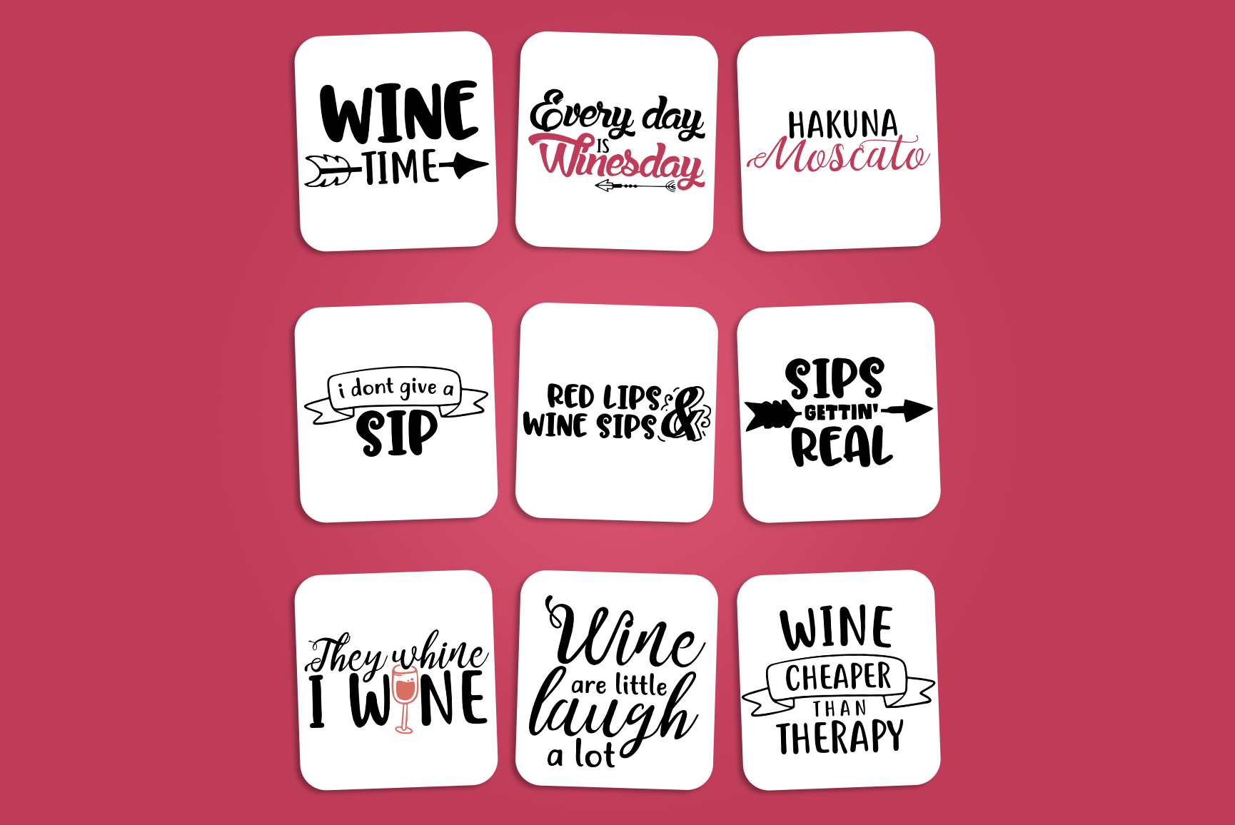 Download Wine Bundle SVG - Wine Lover Bundle - Wine Quotes Bundle