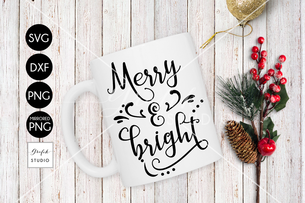 Download Merry and Bright Christmas holiday SVG File, SVG CUT files ...