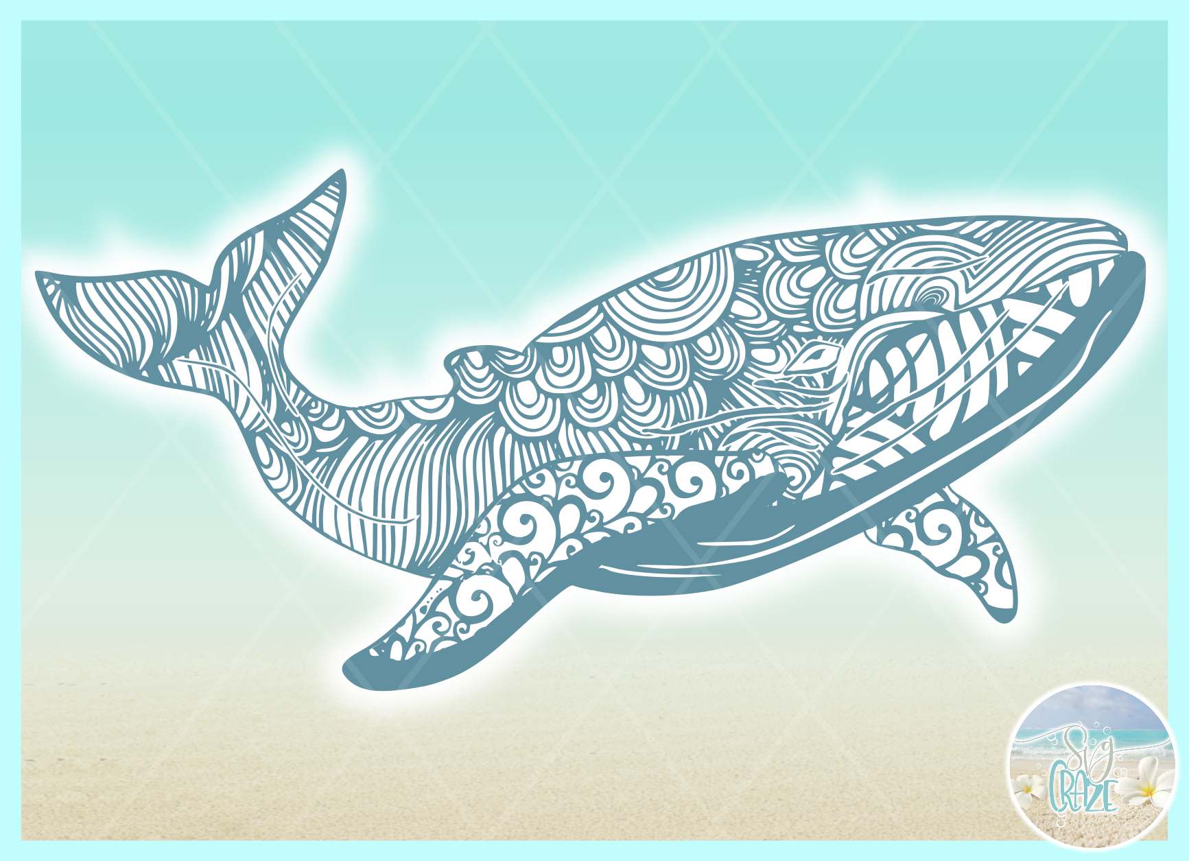 Download Blue Whale Mandala Zentangle SVG Dxf Eps Png PDF