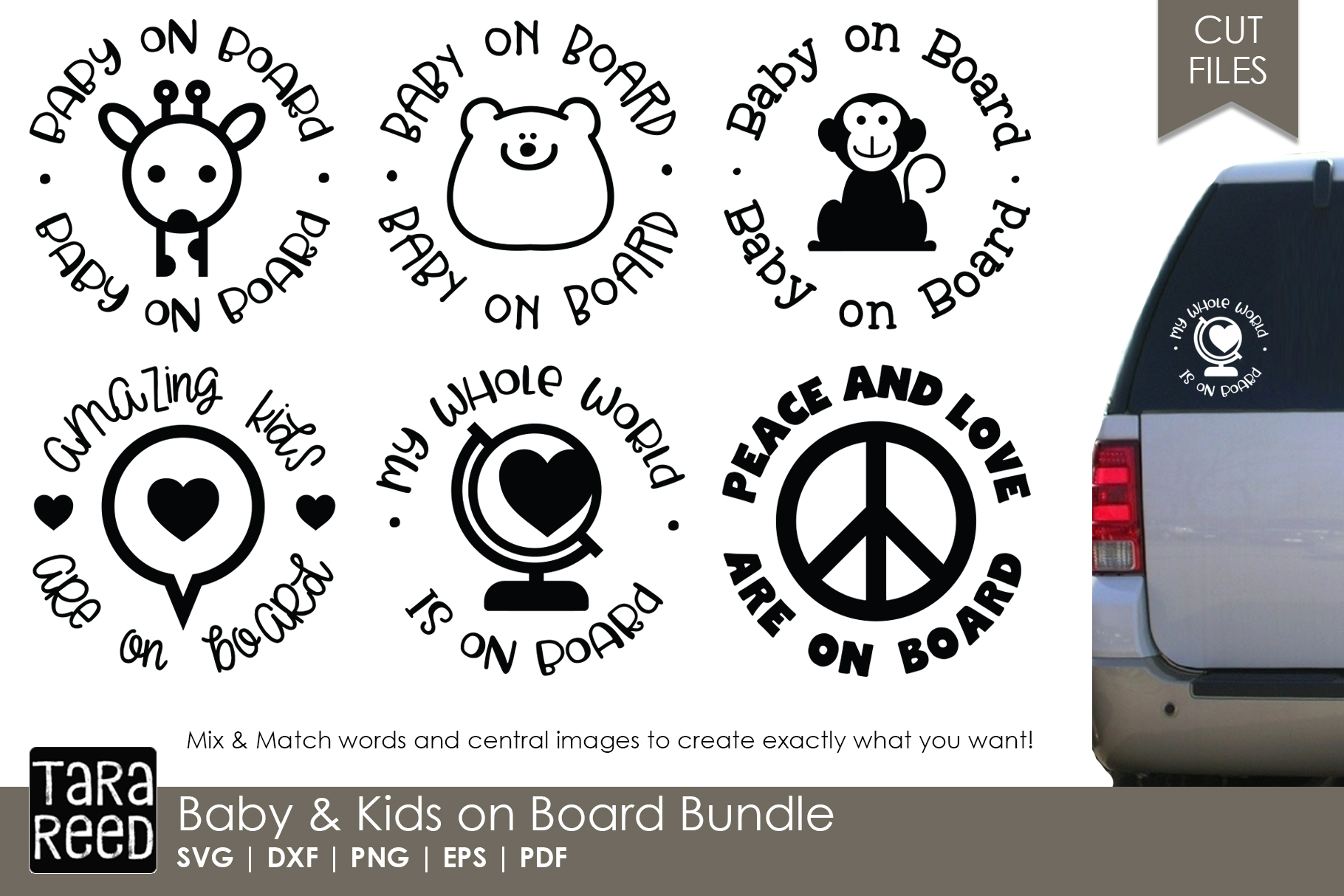 Download Baby and Kids on Board Car Bundle (121462) | Cut Files ...