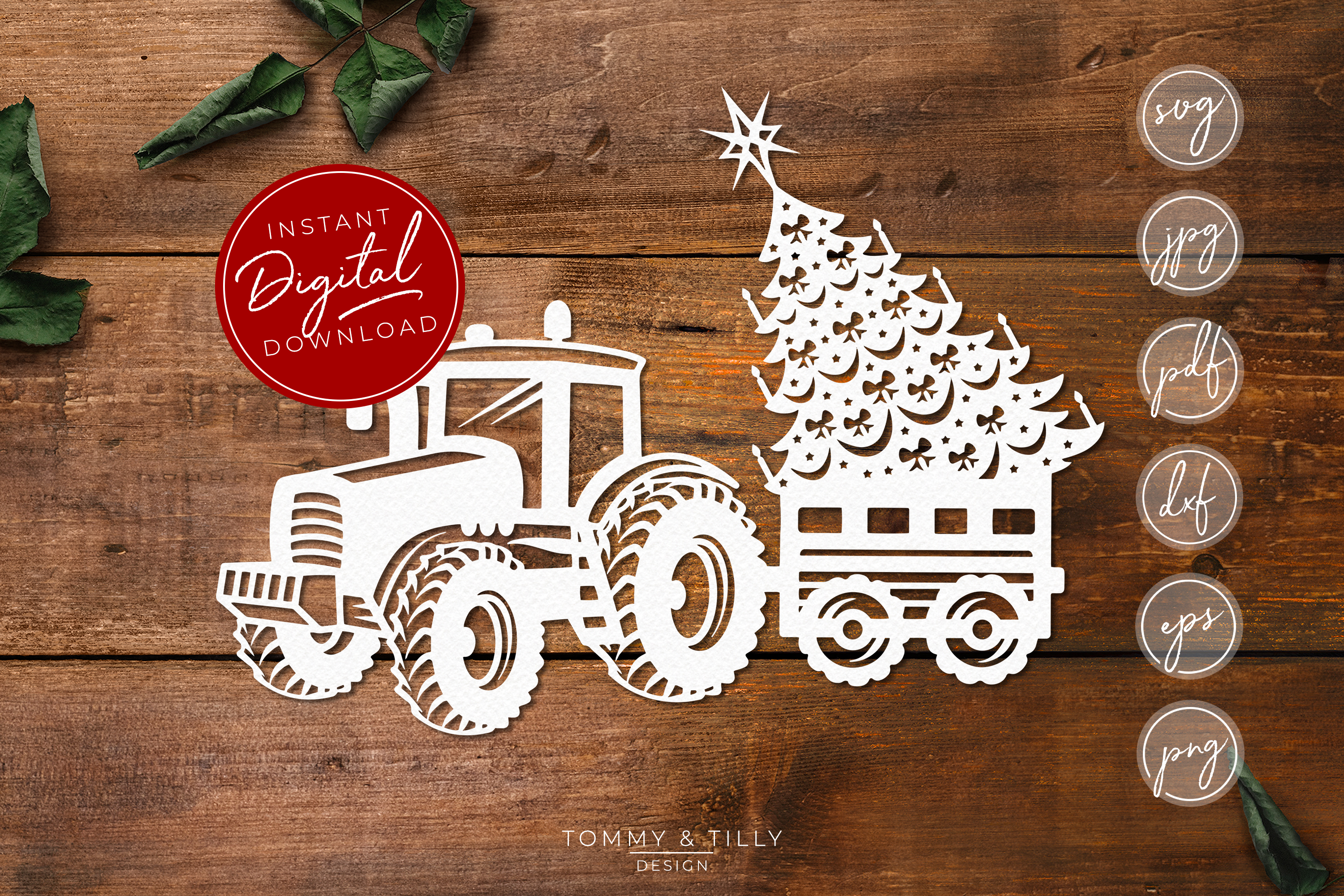 Christmas Tree Tractor No.1 - SVG EPS DXF PNG PDF JPG
