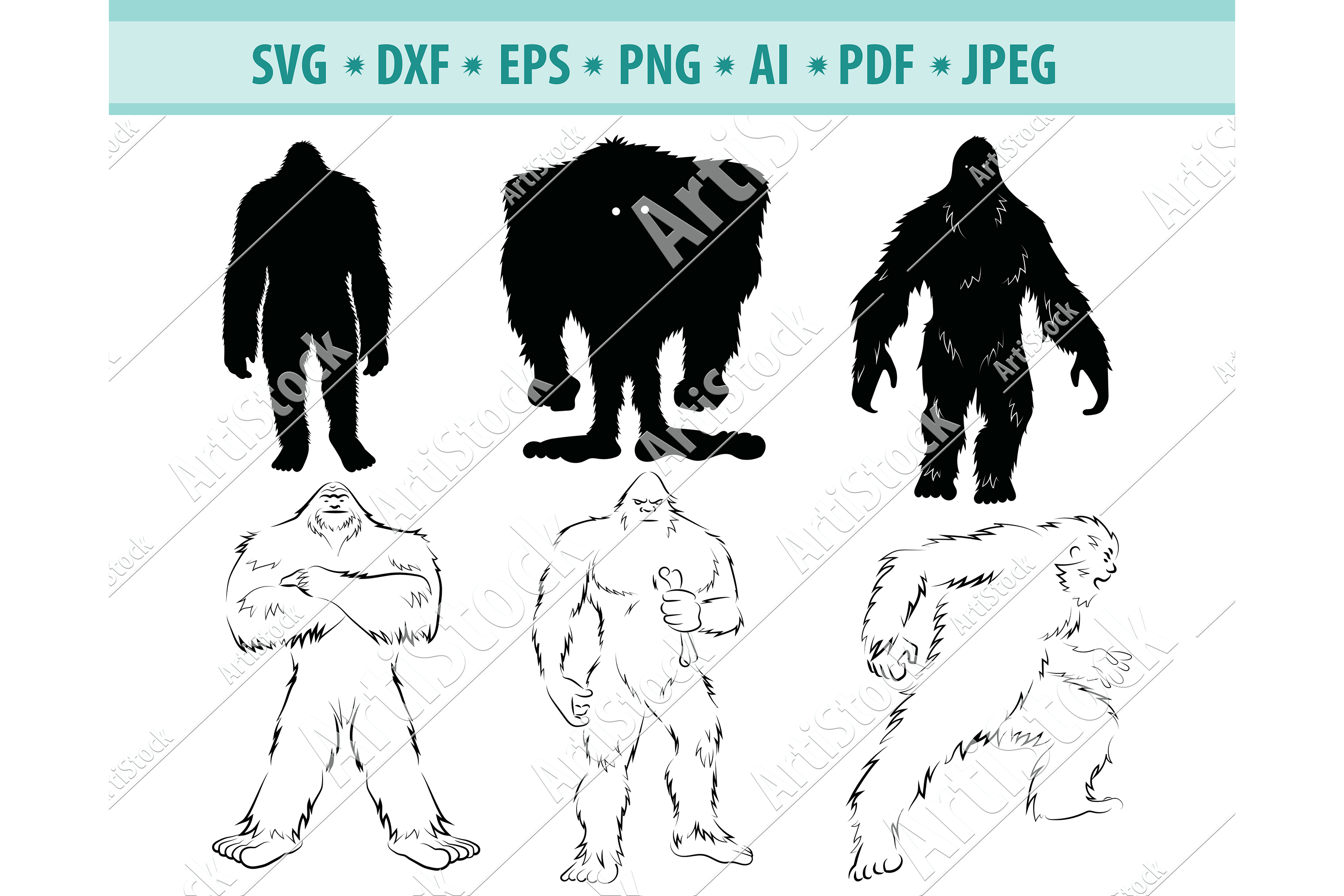 Bigfoot SVG, Sasquatch SVG, Bigfoot Clipart, Dxf, Png, Eps