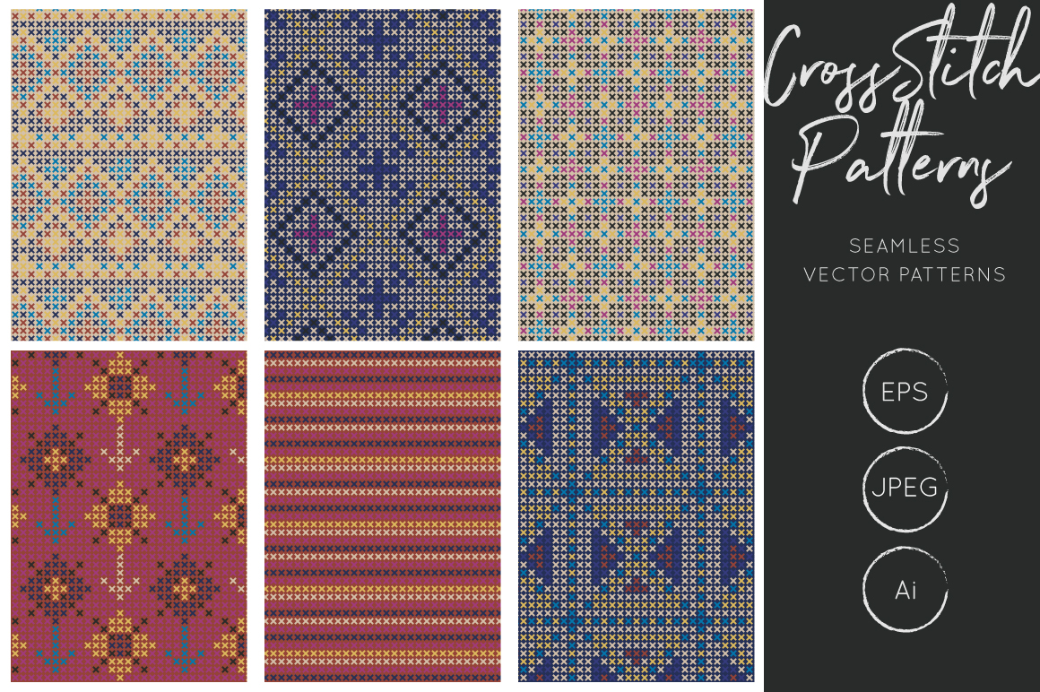 Dark Cross Stitch Seamless Pattern