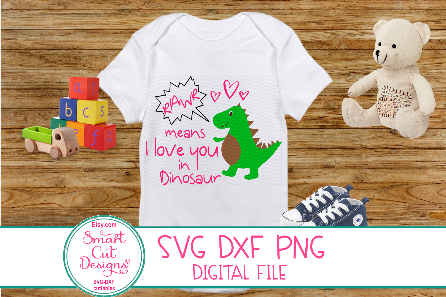 Download Rawr, means I Love You SVG, Kids Valentine SVG, Dinosaur SVG