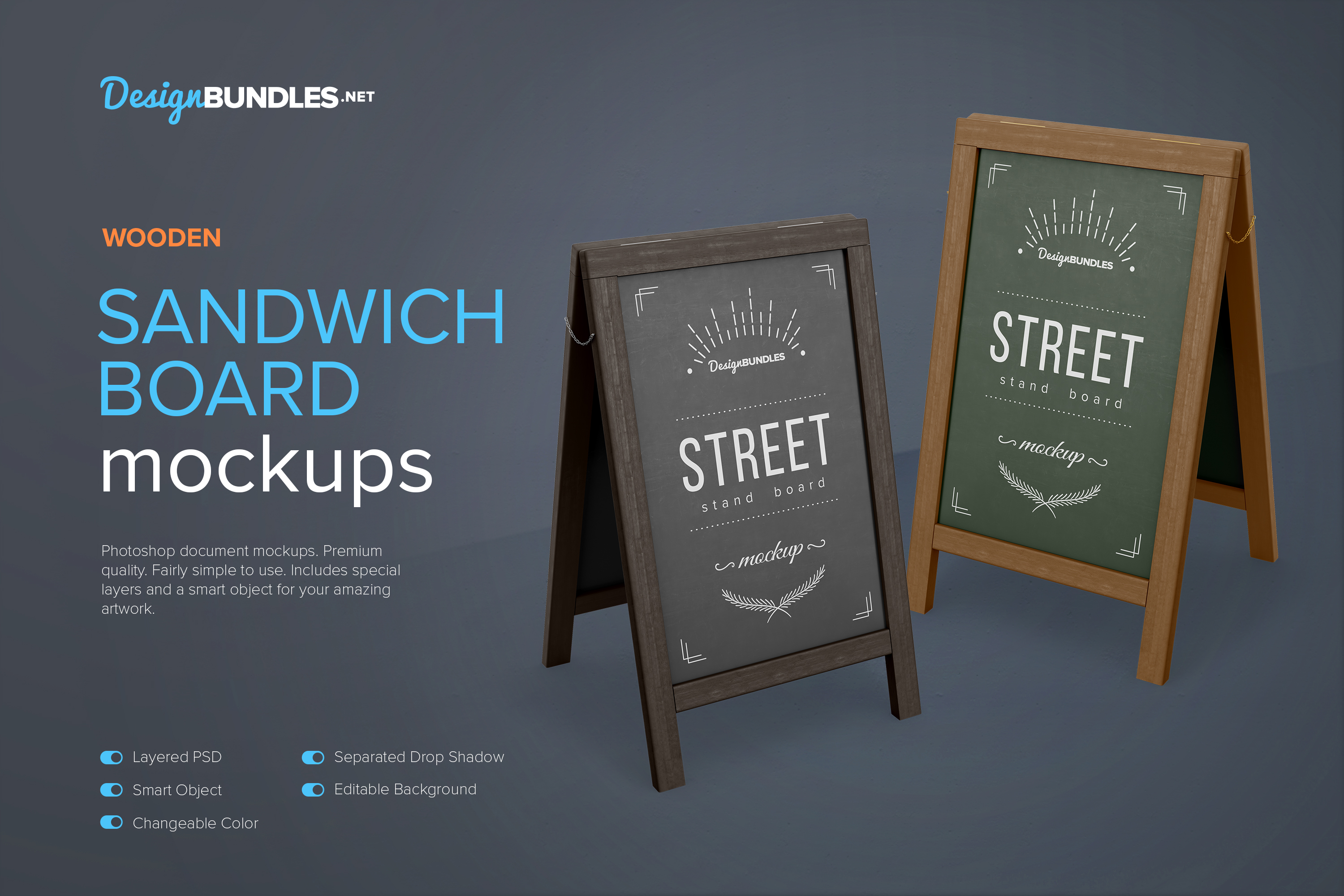 Wooden Sandwich Board Mockups