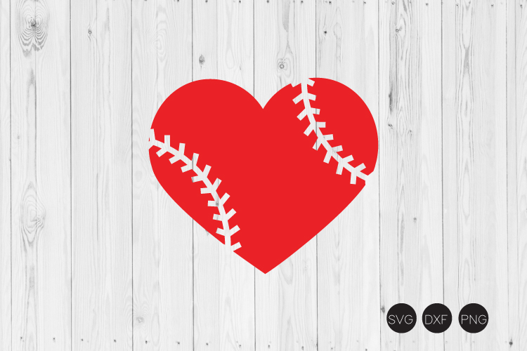 Baseball Heart SVG, Baseball SVG, DXF, PNG Cut Files