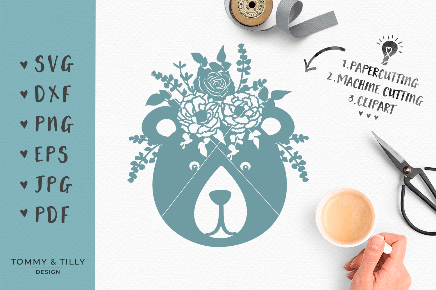 Download Floral Bear - SVG DXF PNG EPS JPG PDF Cutting File (87081) | SVGs | Design Bundles