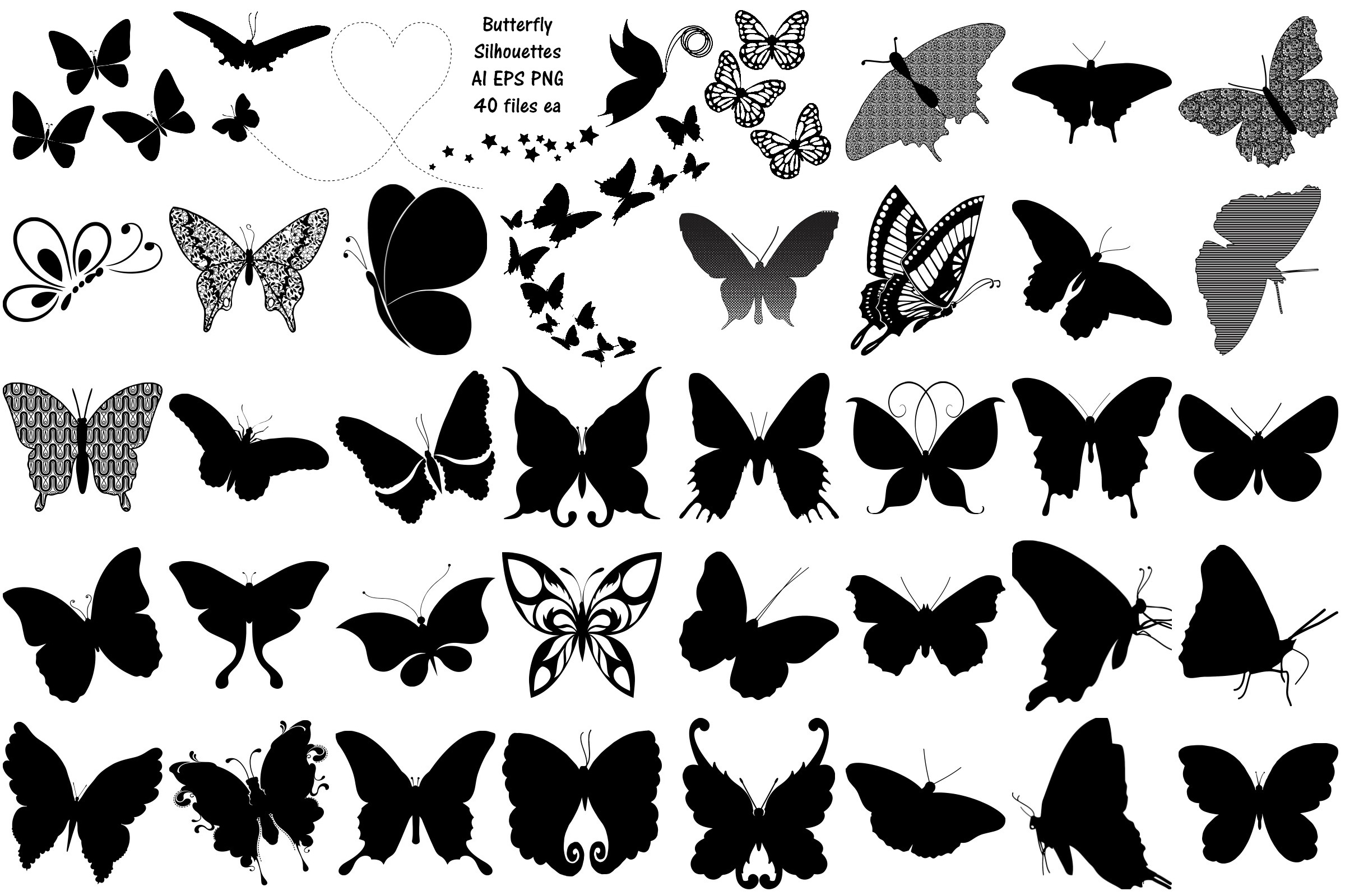 Download Butterfly Silhouettes AI EPS PNG