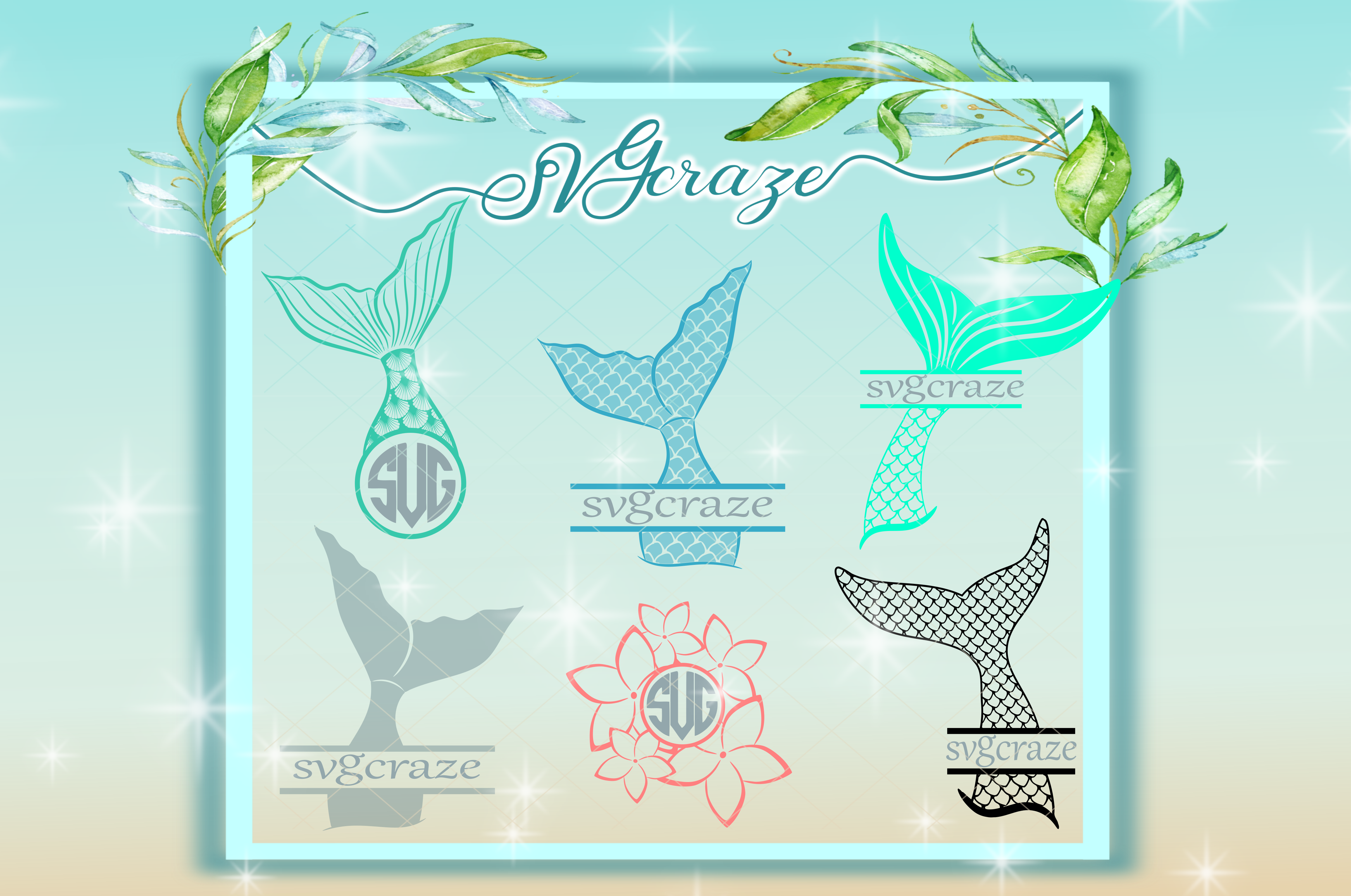 Download Mermaid Tail Monogram, Mermaid Svg, Name Svg, Mermaid ...