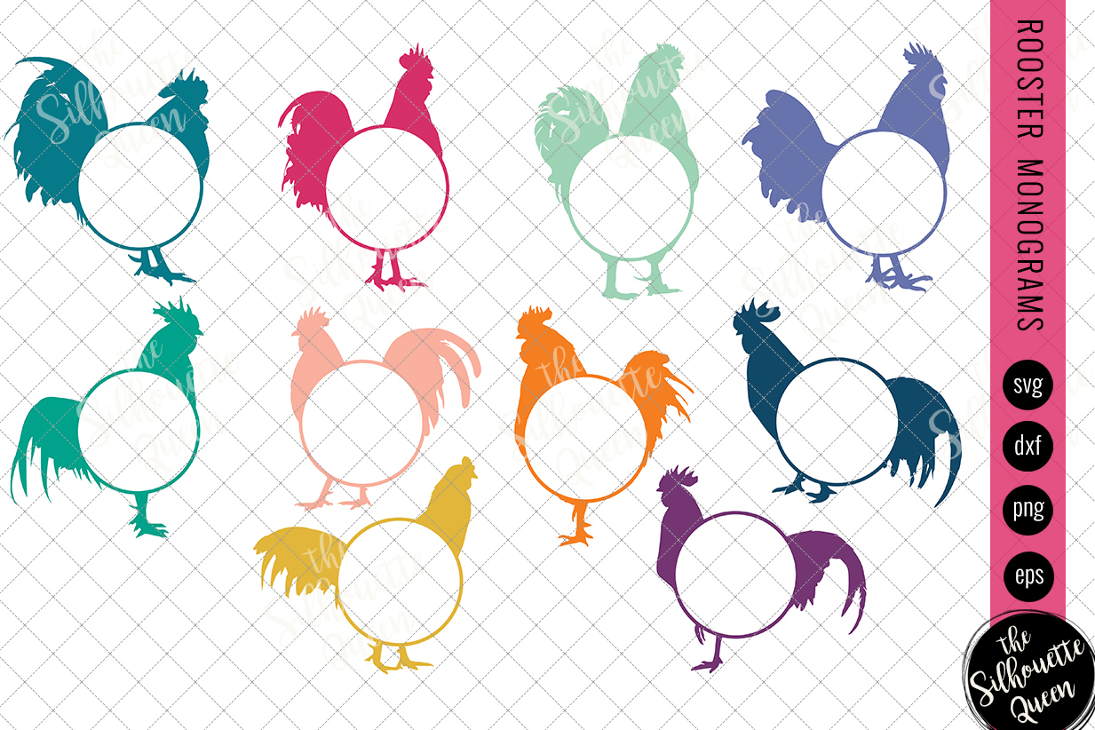 Rooster Svg Monogram Svg Chicken Circle Frames