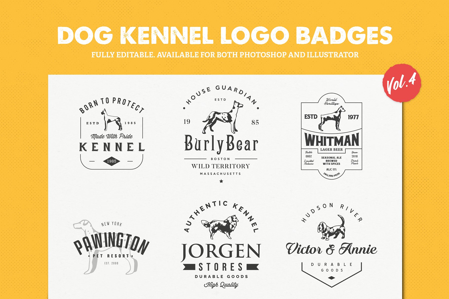 Dog Kennel Logo Badges Vol.4