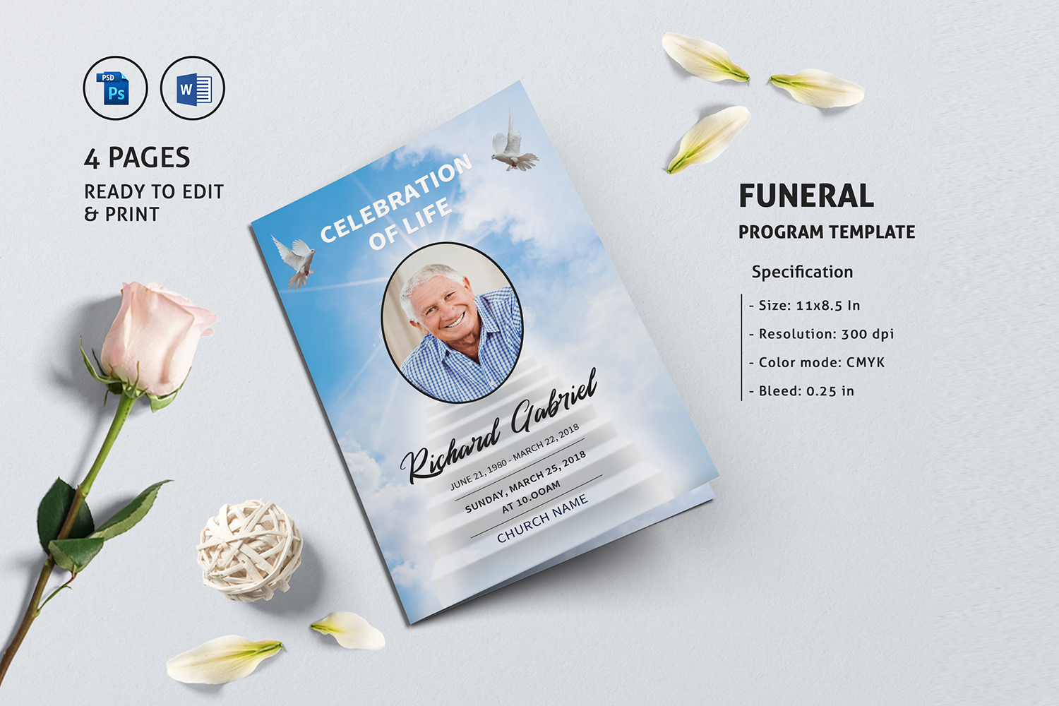 Printable Funeral Template Ms Word Photoshop Template