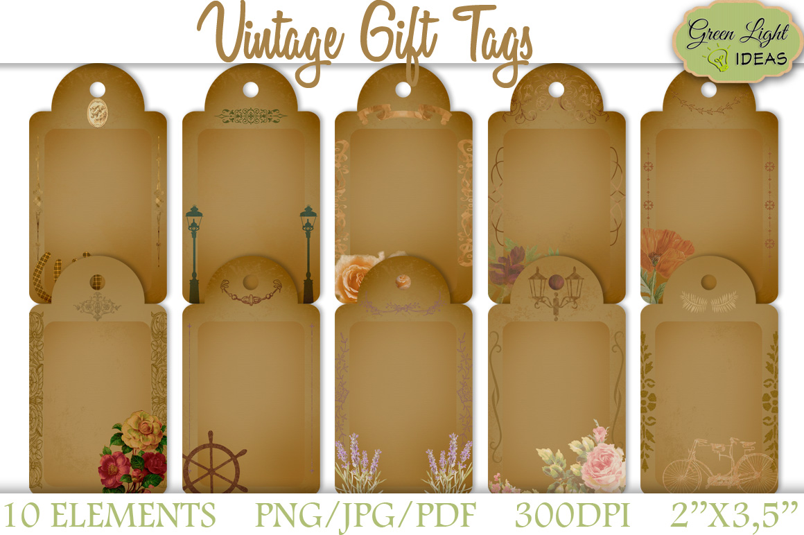 Vintage Gift Tags (29830) Elements Design Bundles