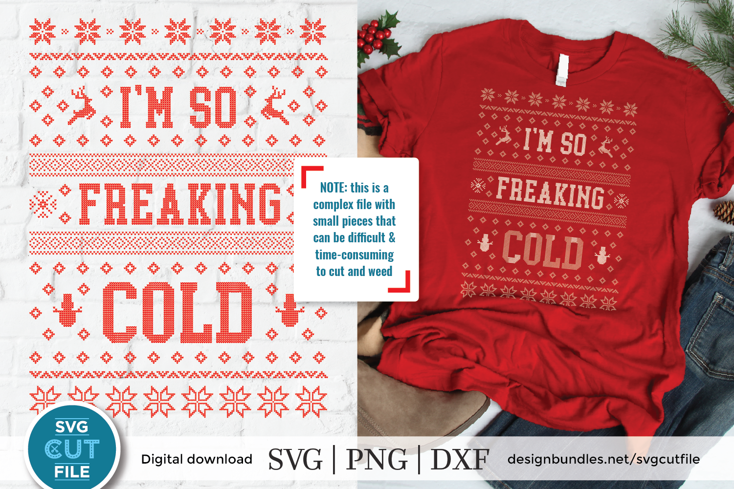 Download Ugly Christmas Sweater svg, I'm so freaking cold svg dxf png