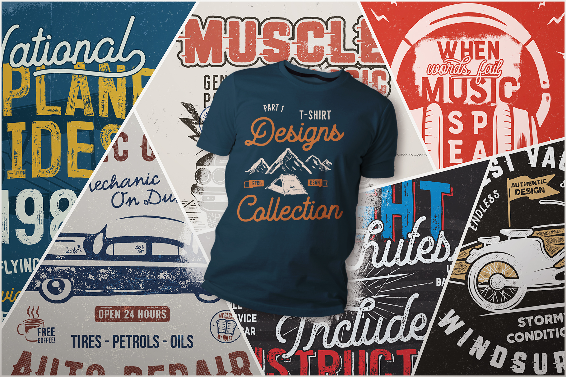 Vintage T-Shirt Bundle Retro SVG Designs Collection. Part 1 (81520 ...