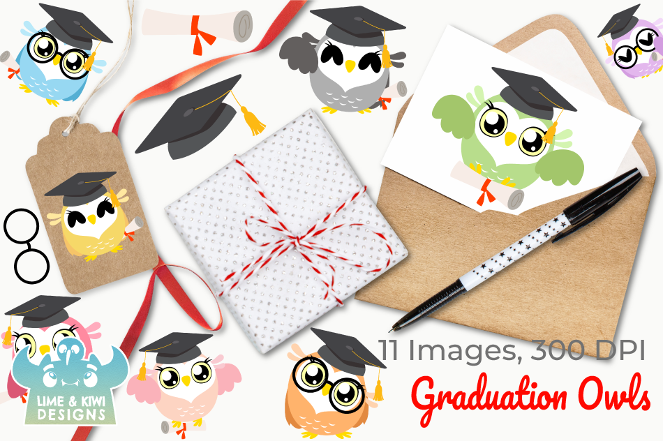 Download Graduation Owls Clipart, Instant Download Vector Art (362006) | Illustrations | Design Bundles
