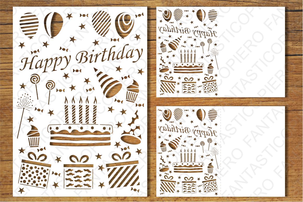 Happy Birthday 5 card SVG files for Silhouette and Cricut.