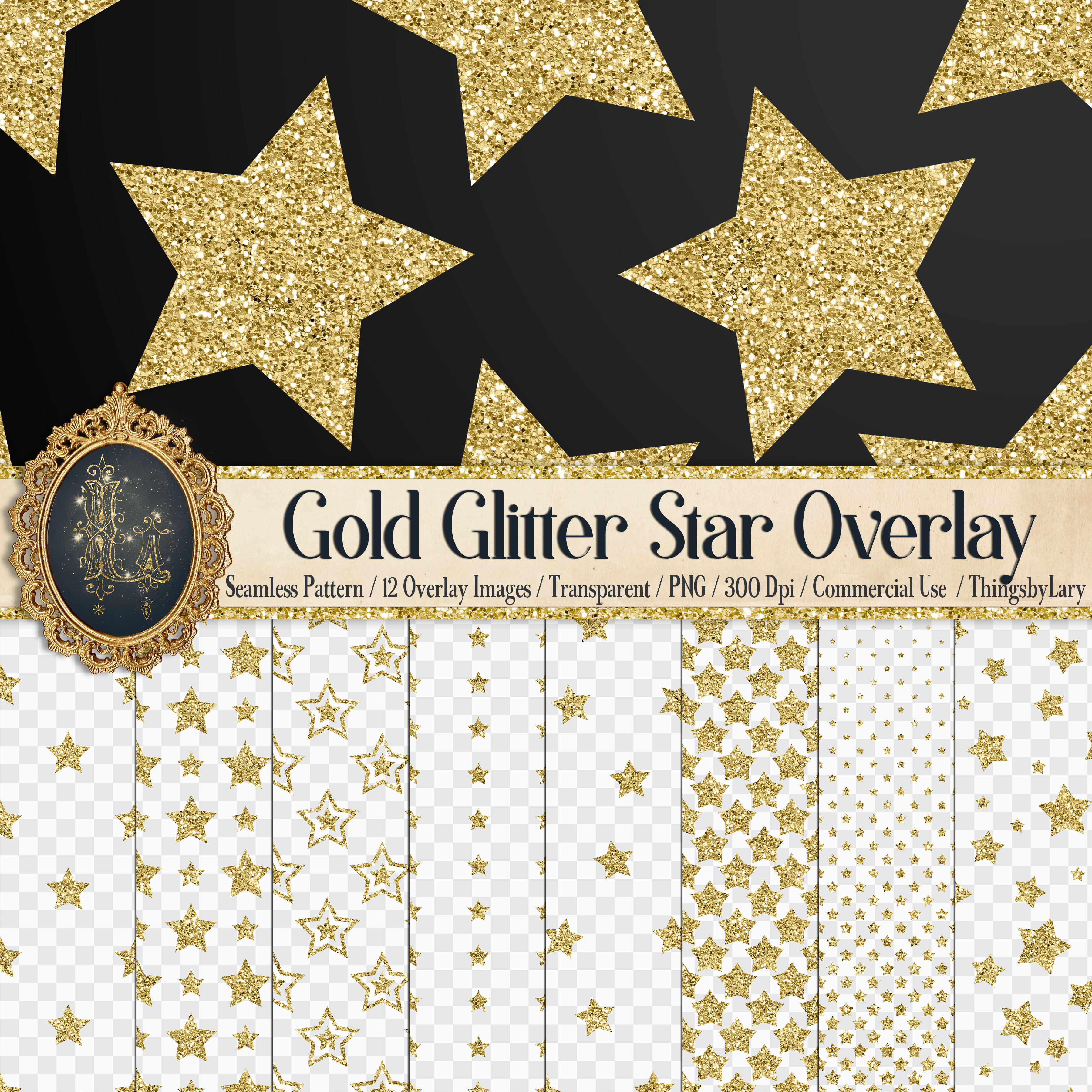 Download 12 Gold Glitter Star Overlay Images Seamless Pattern ...