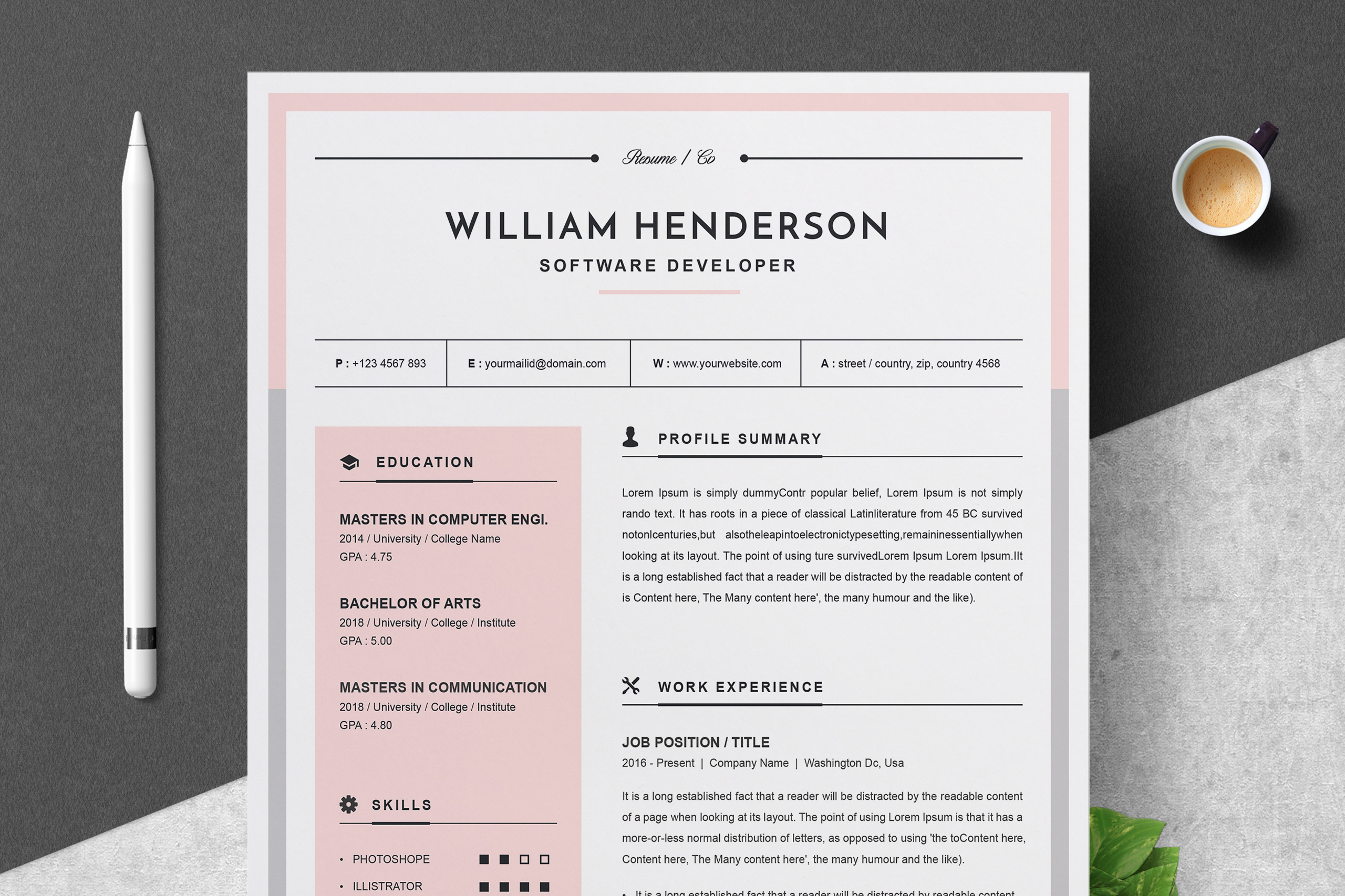 download modern resume template free