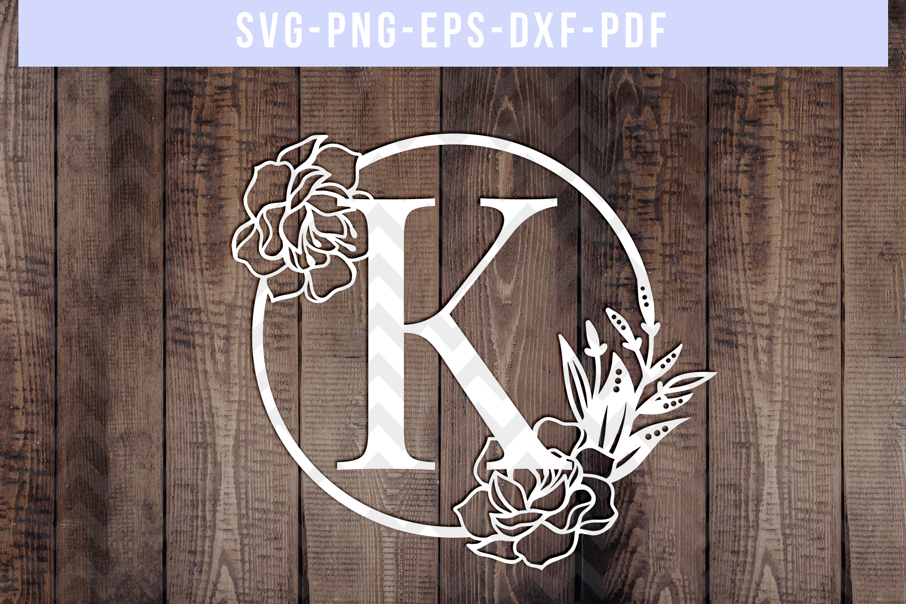 Monogram K Papercut Template, Peony Floral Monogram SVG, PDF