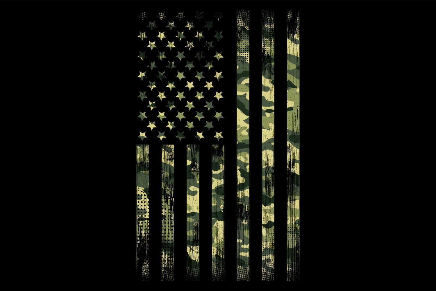 Camo USA Flag - American Themes Illustration (162378) | Illustrations