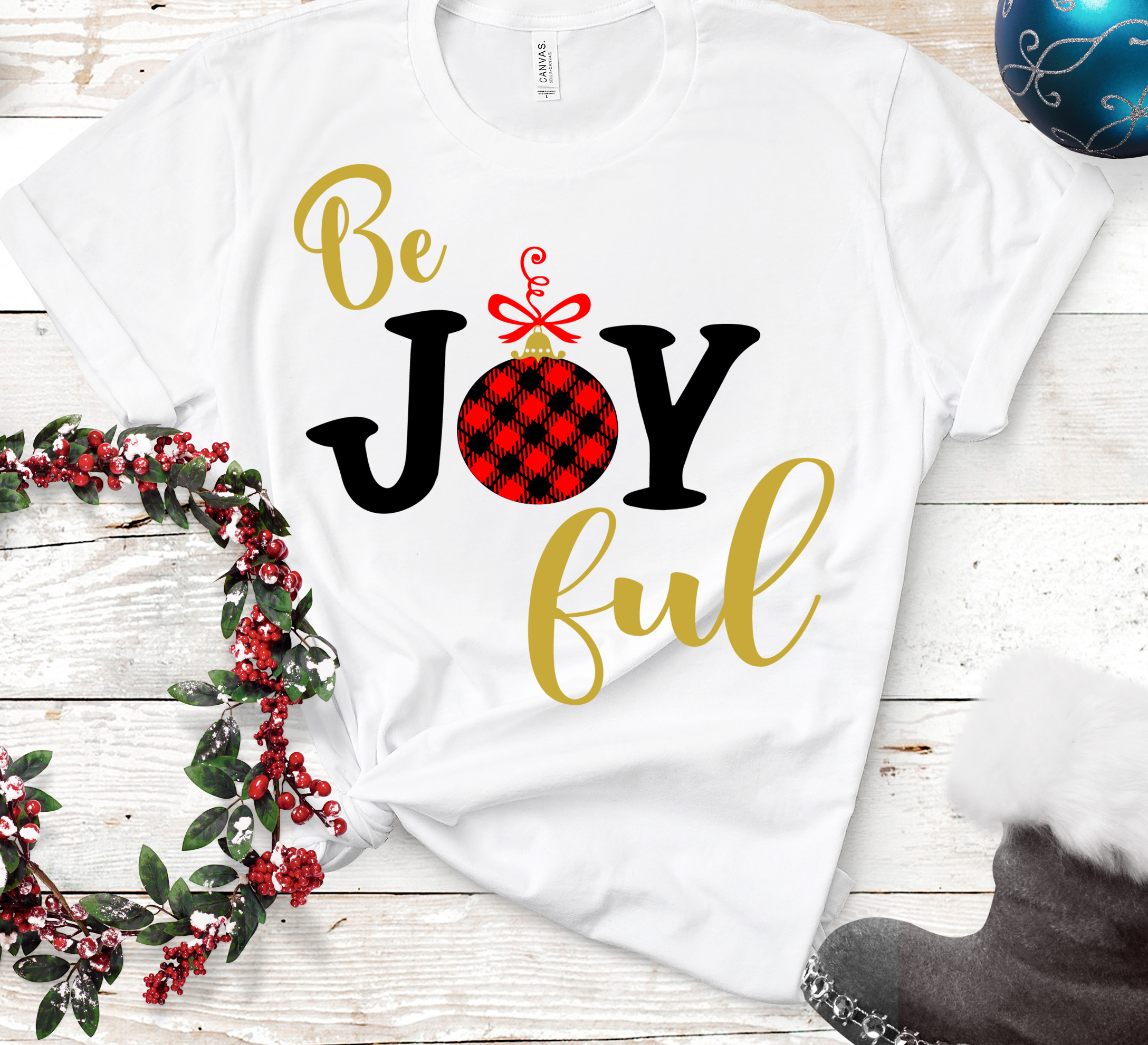 Download Christmas SVG - Be Joyful plaid Christmas SVG Holiday design