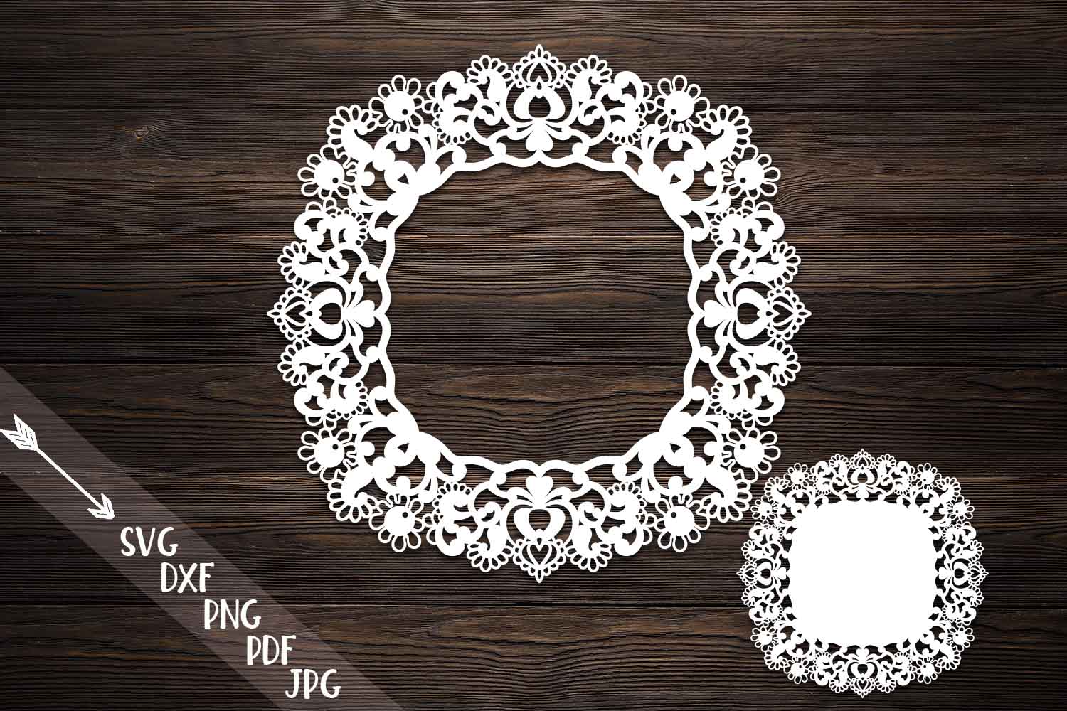 Doily Lace Monogram Photo Frame paper vinyl cut template svg (100143