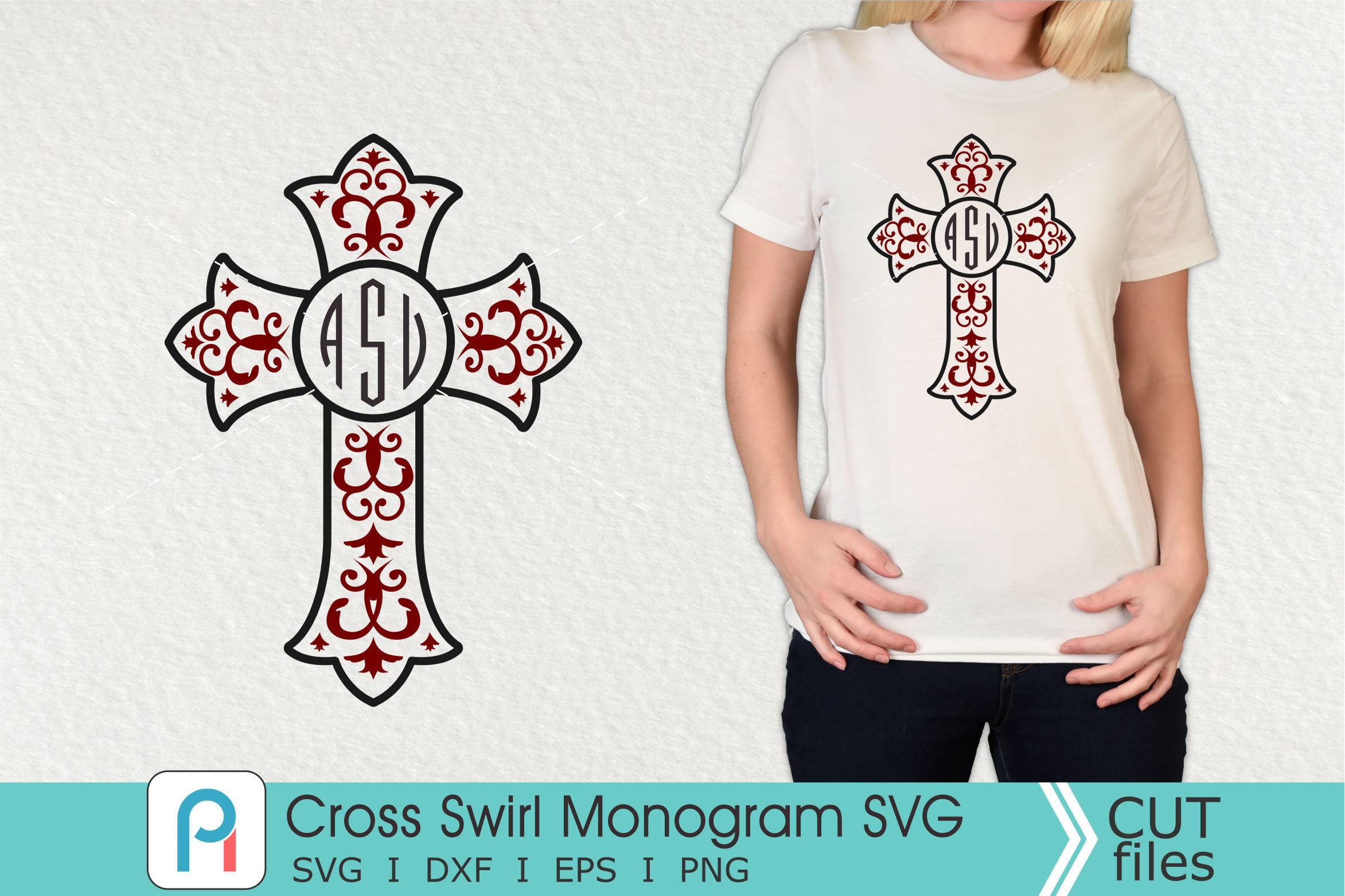 Download Cross Swirl Monogram Svg, Cross Svg, Cross Clip Art, Cross ...