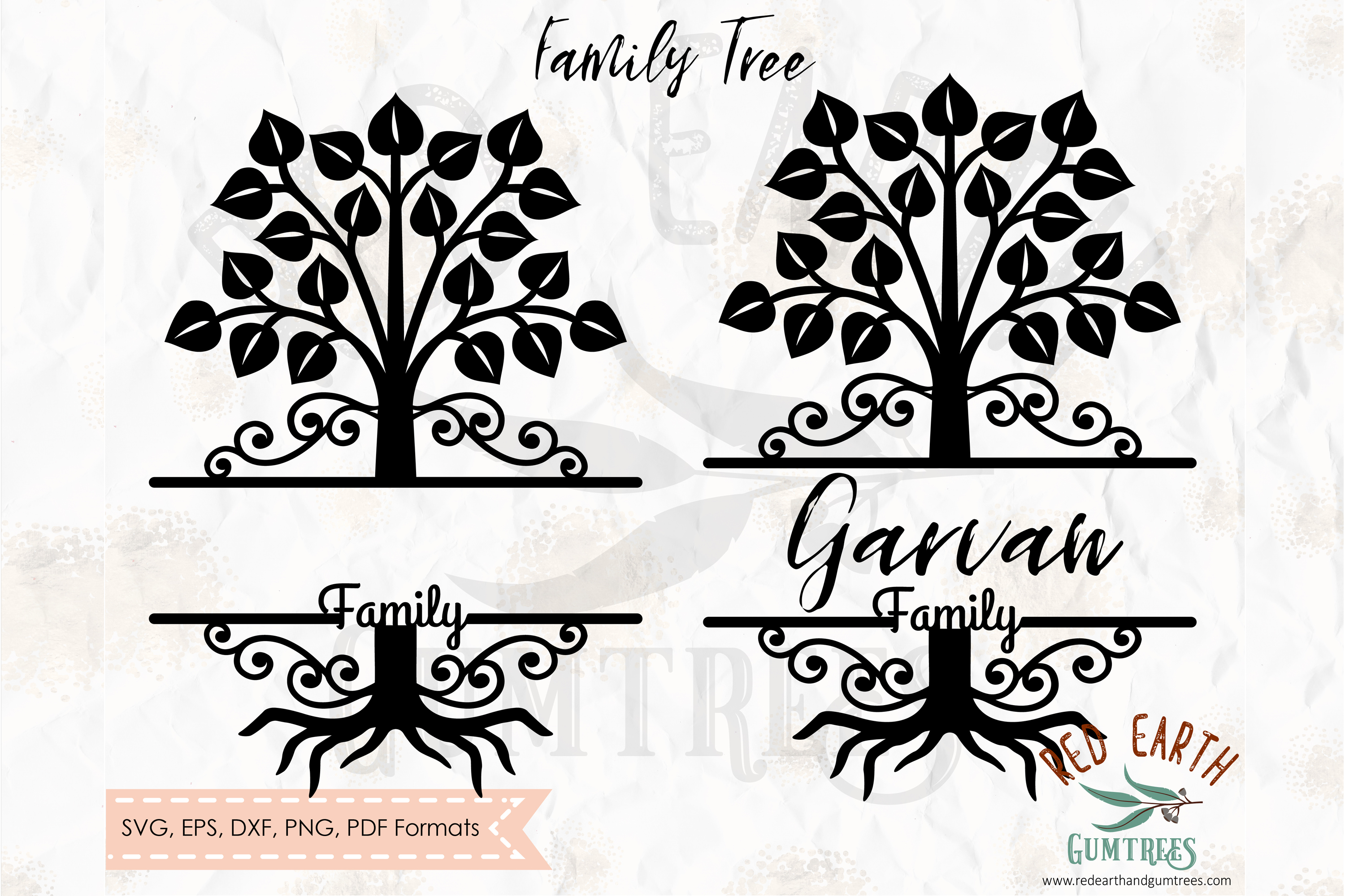 Download Family tree split monogram frame in SVG,DXF,PNG,EPS,PDF (208884) | Cut Files | Design Bundles