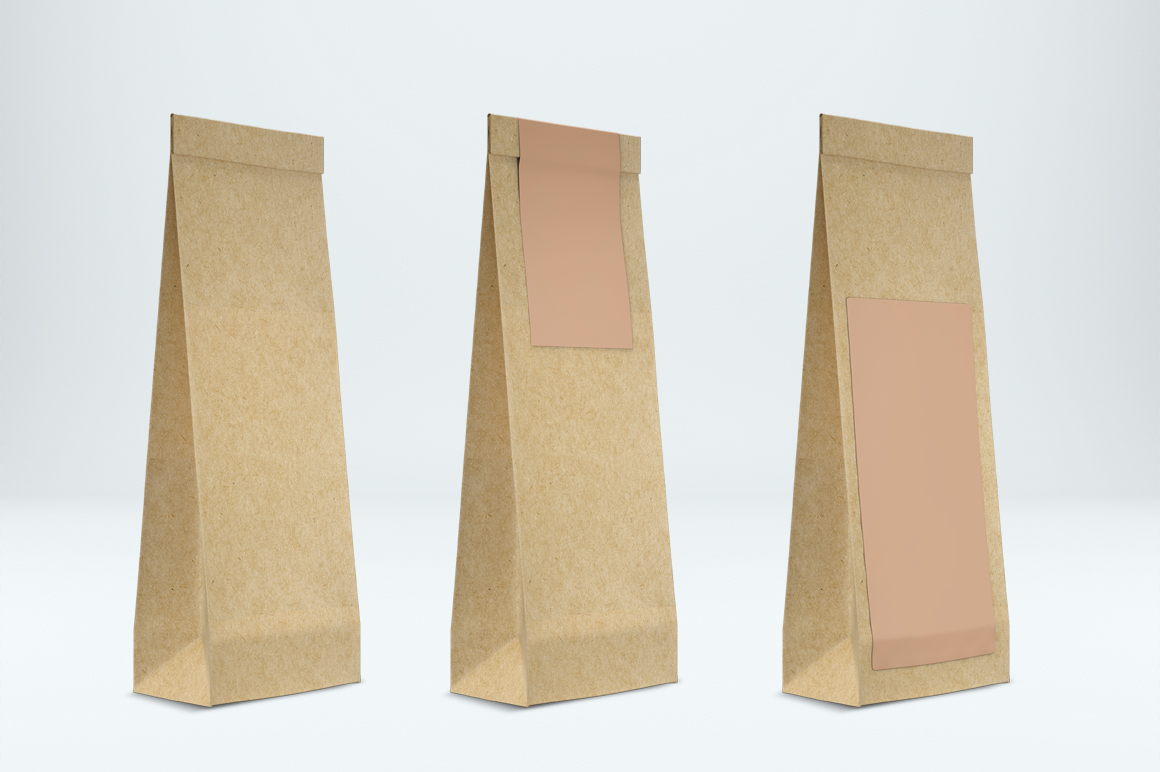 Craft paper pouch mockup. PSD mockup. PSD object mockup.