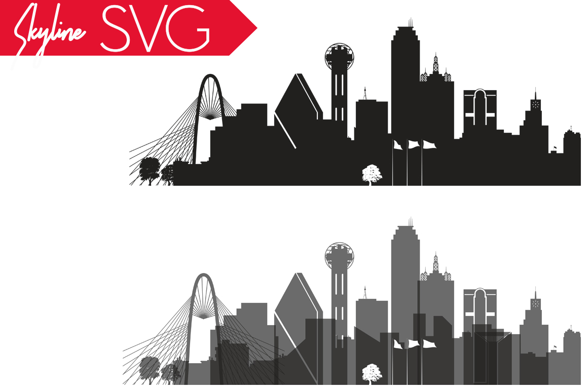 Dallas Vector Skyline, Dallas SVG, silhouette Vector Skyline USA city