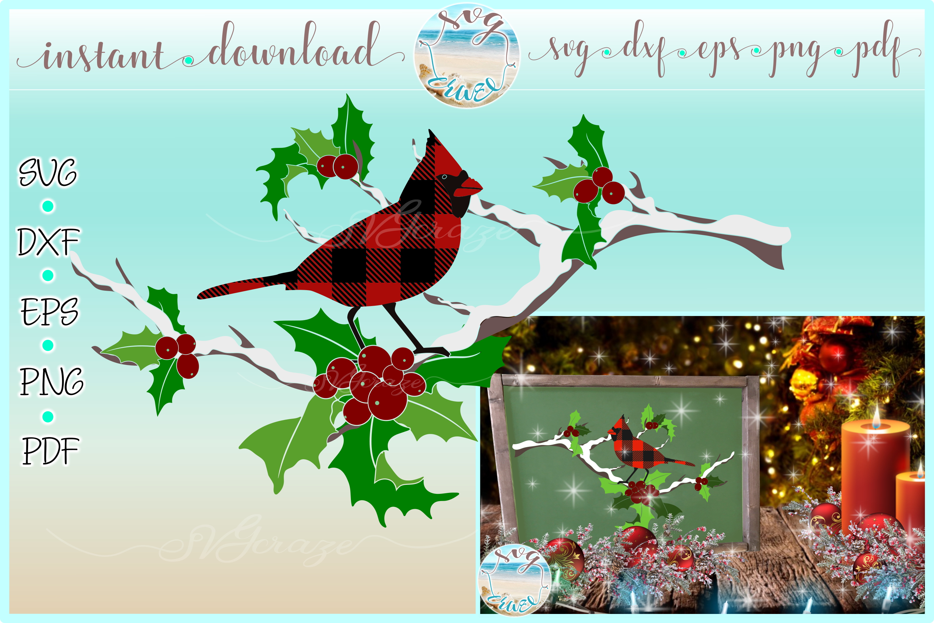 Plaid Cardinal On Tree Limb With Snow Svg Dxf Eps Png Files 176553 Svgs Design Bundles