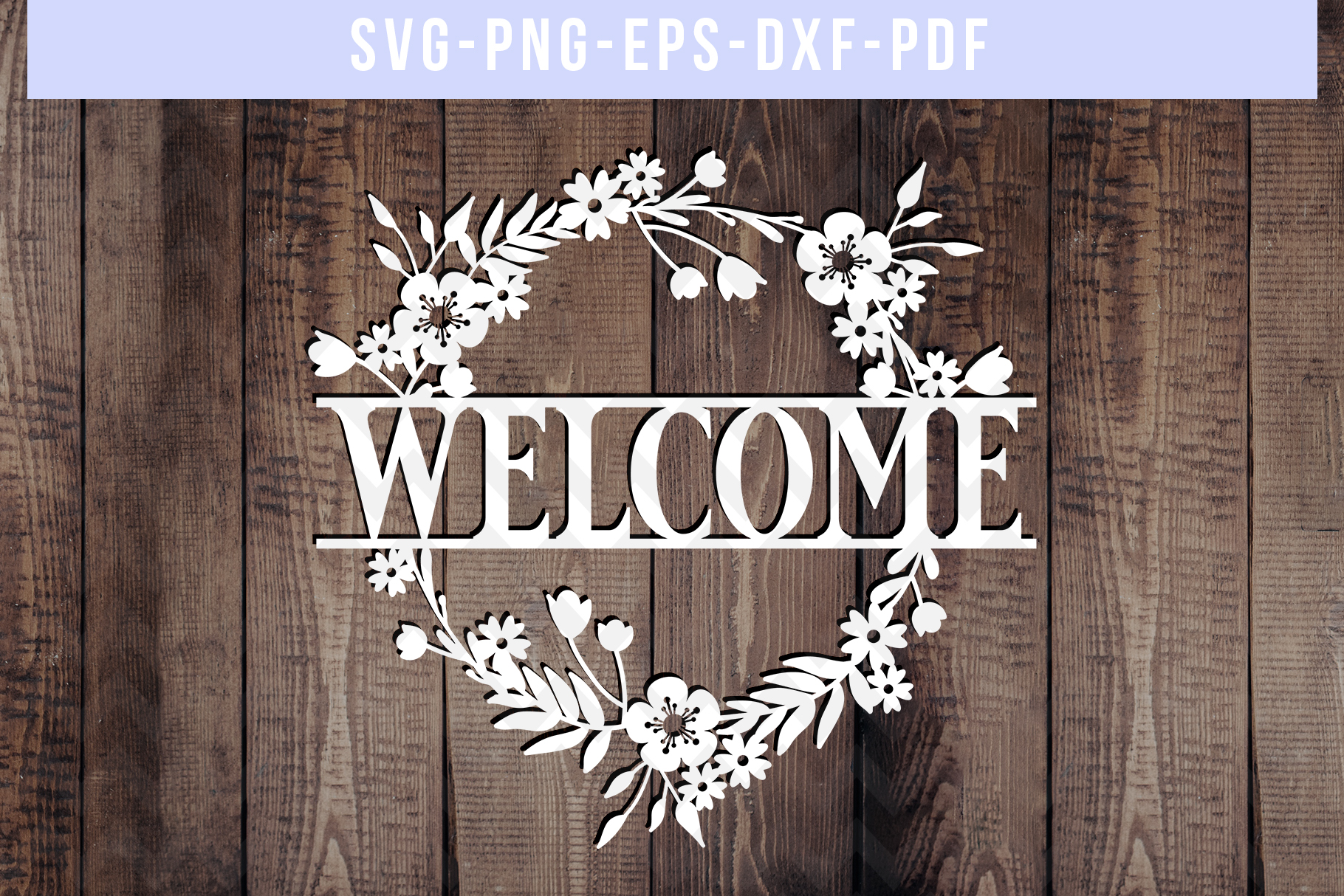 Download Welcome Wreath SVG Cut File, Laurel Papercut, DXF, PDF, PNG