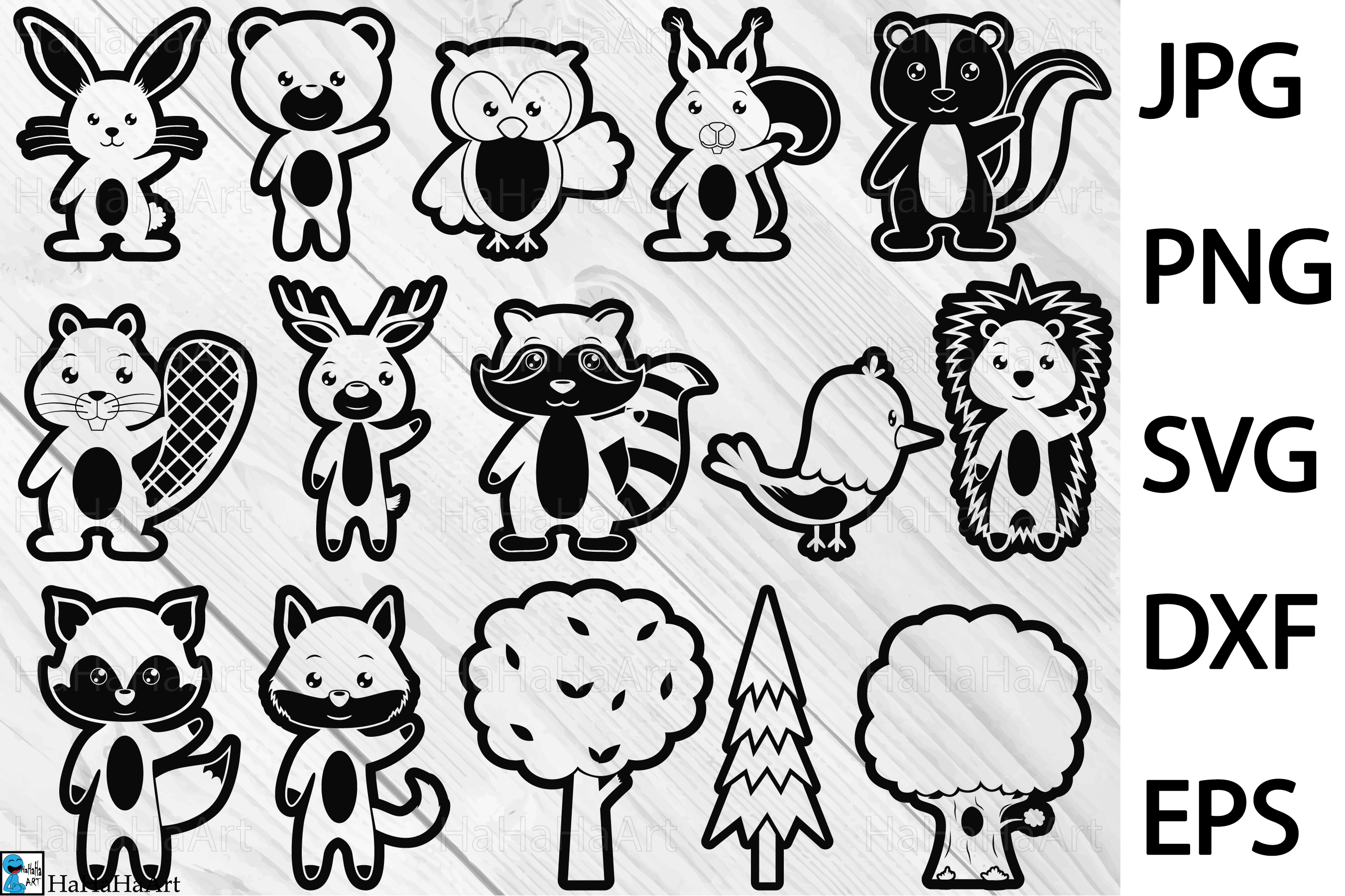 Outline Forest Animals - Clip art / Cutting Files 228c