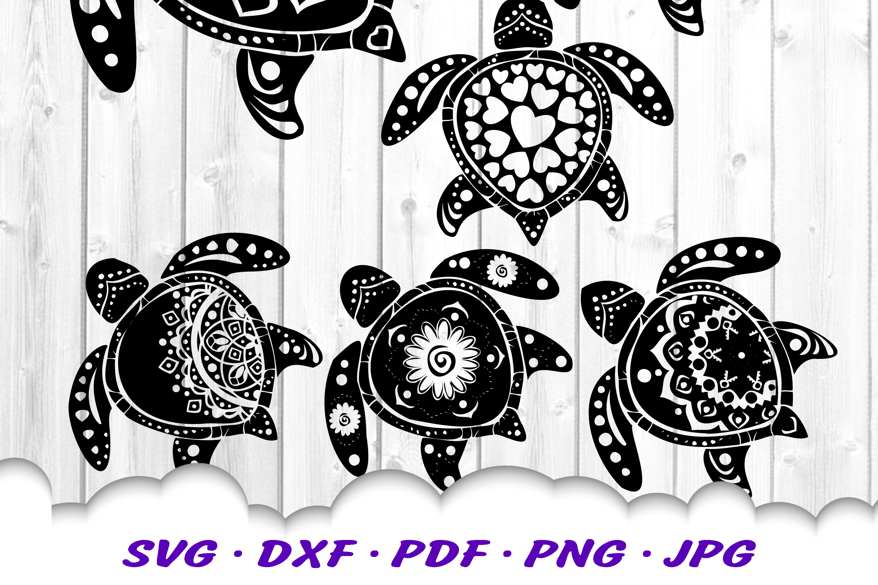 Download Mandala Sea Turtle SVG DXF Cut Files Bundle