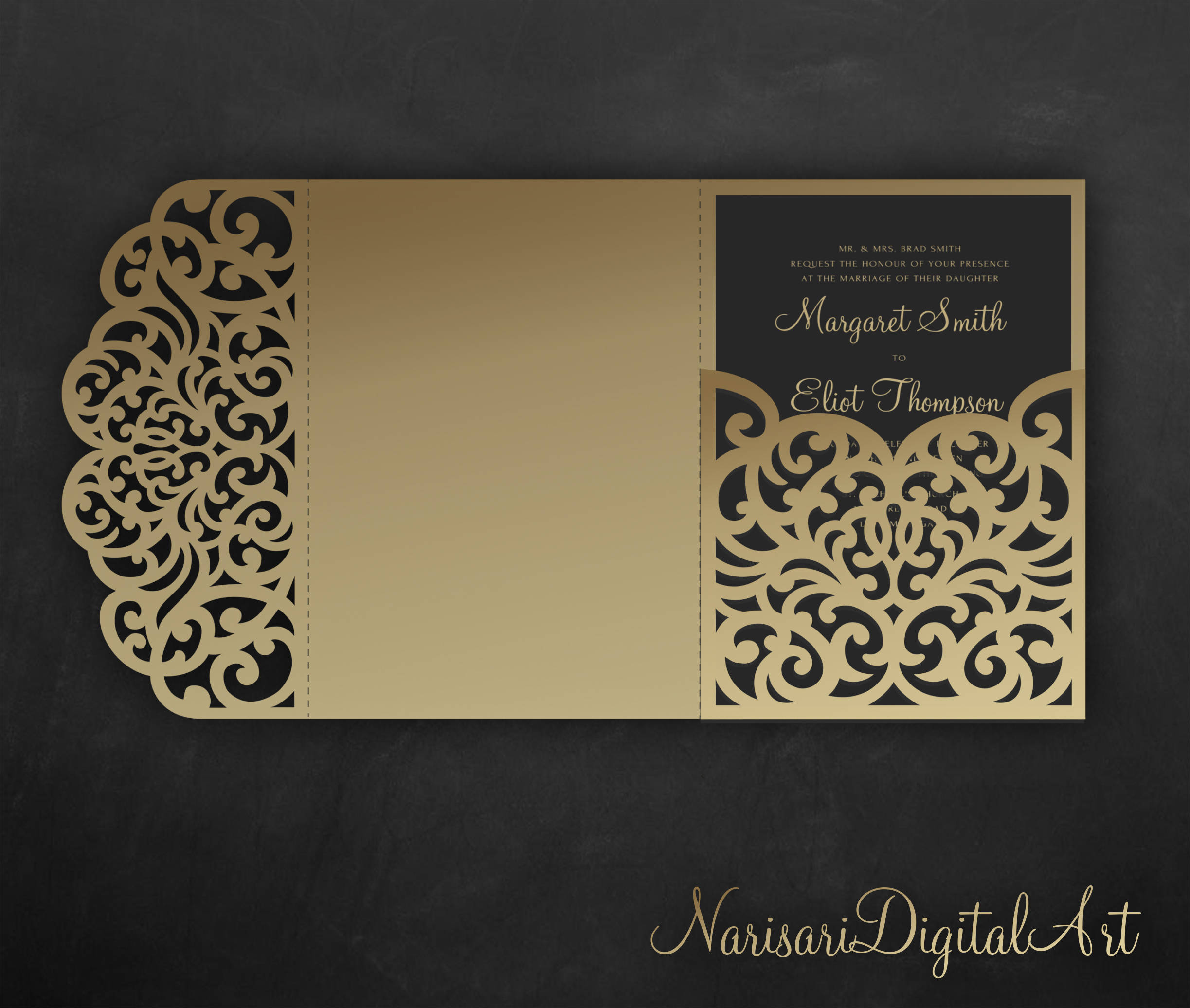 Download Laser cut wedding invitation Set, 5x7, Cricut Template ...