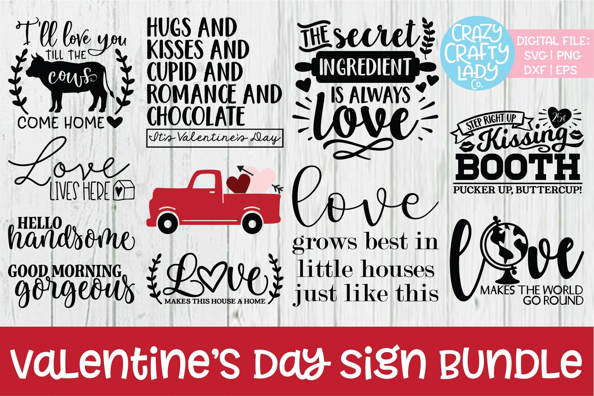 Valentine's Day Sign Bundle SVG DXF EPS PNG Cut Files ...