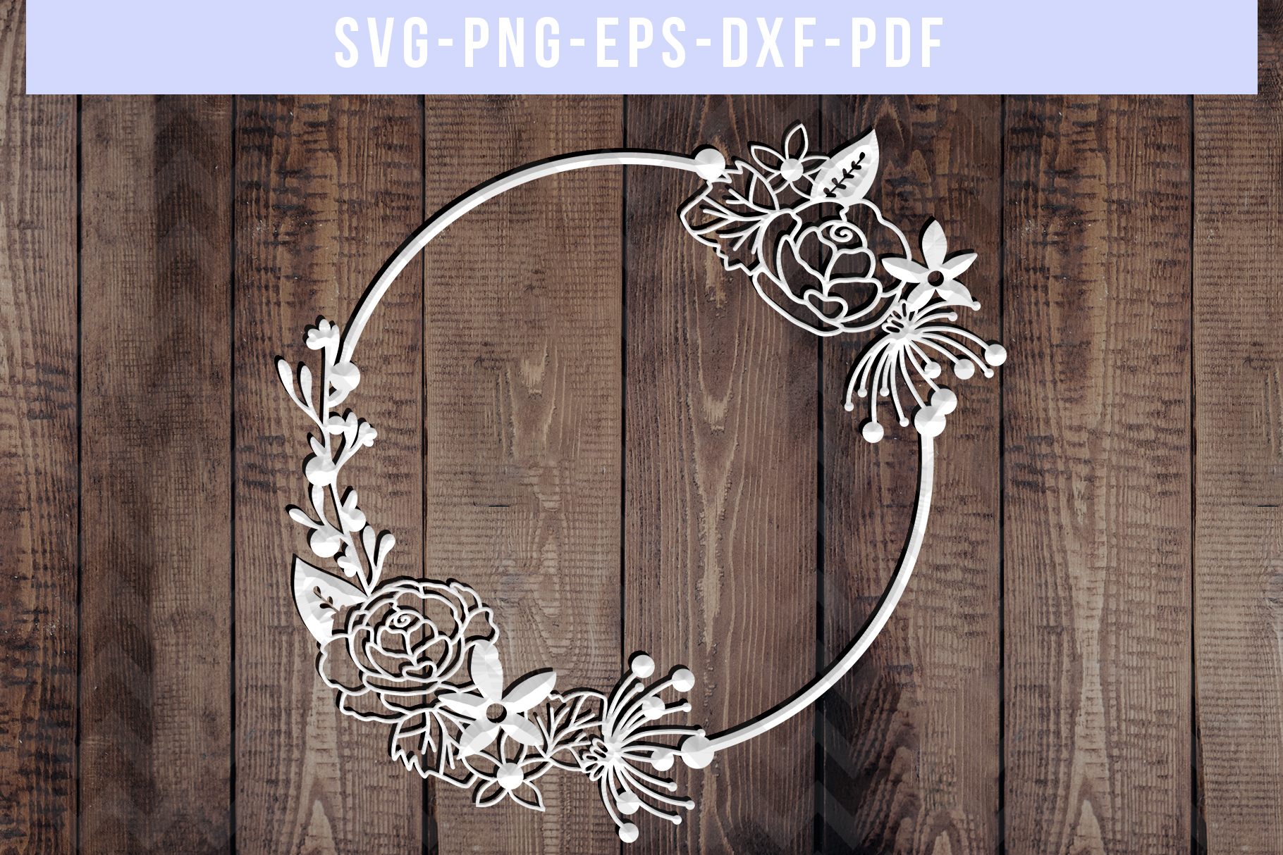 Floral Frame SVG Cut File, Flower Papercut, DXF, EPS, PDF