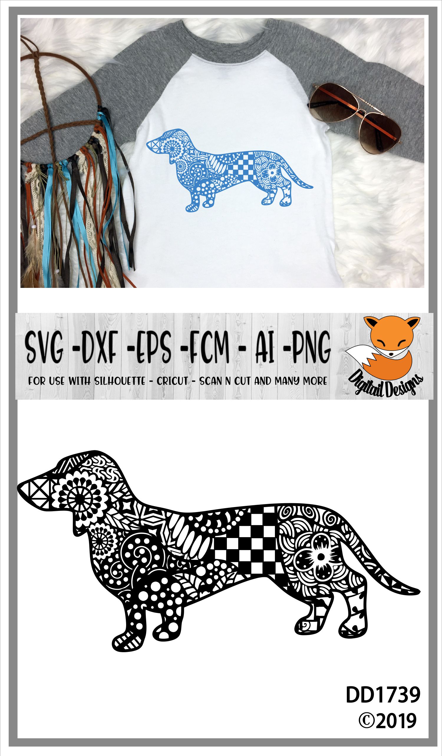 Zentangle Dachshund Dog SVG (207183) Cut Files Design Bundles
