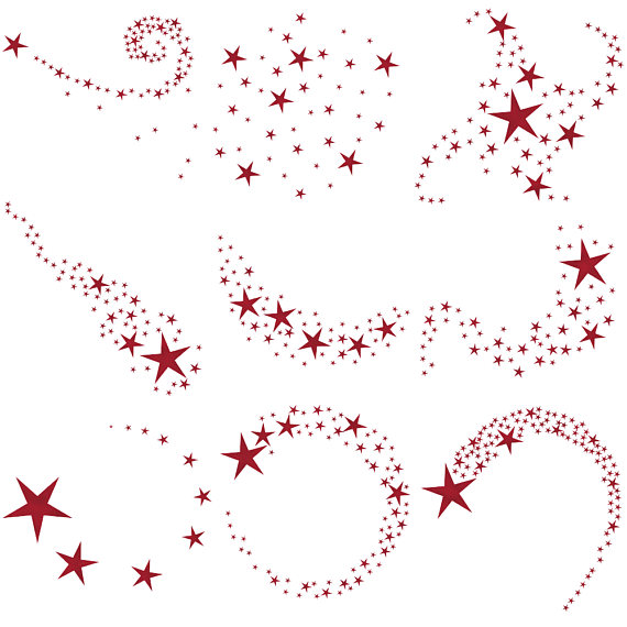 Red Foil Swirling Stars Clipart (48749) | Illustrations | Design Bundles