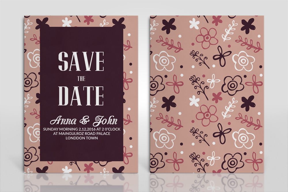 Double Sided Wedding Invitation Cards