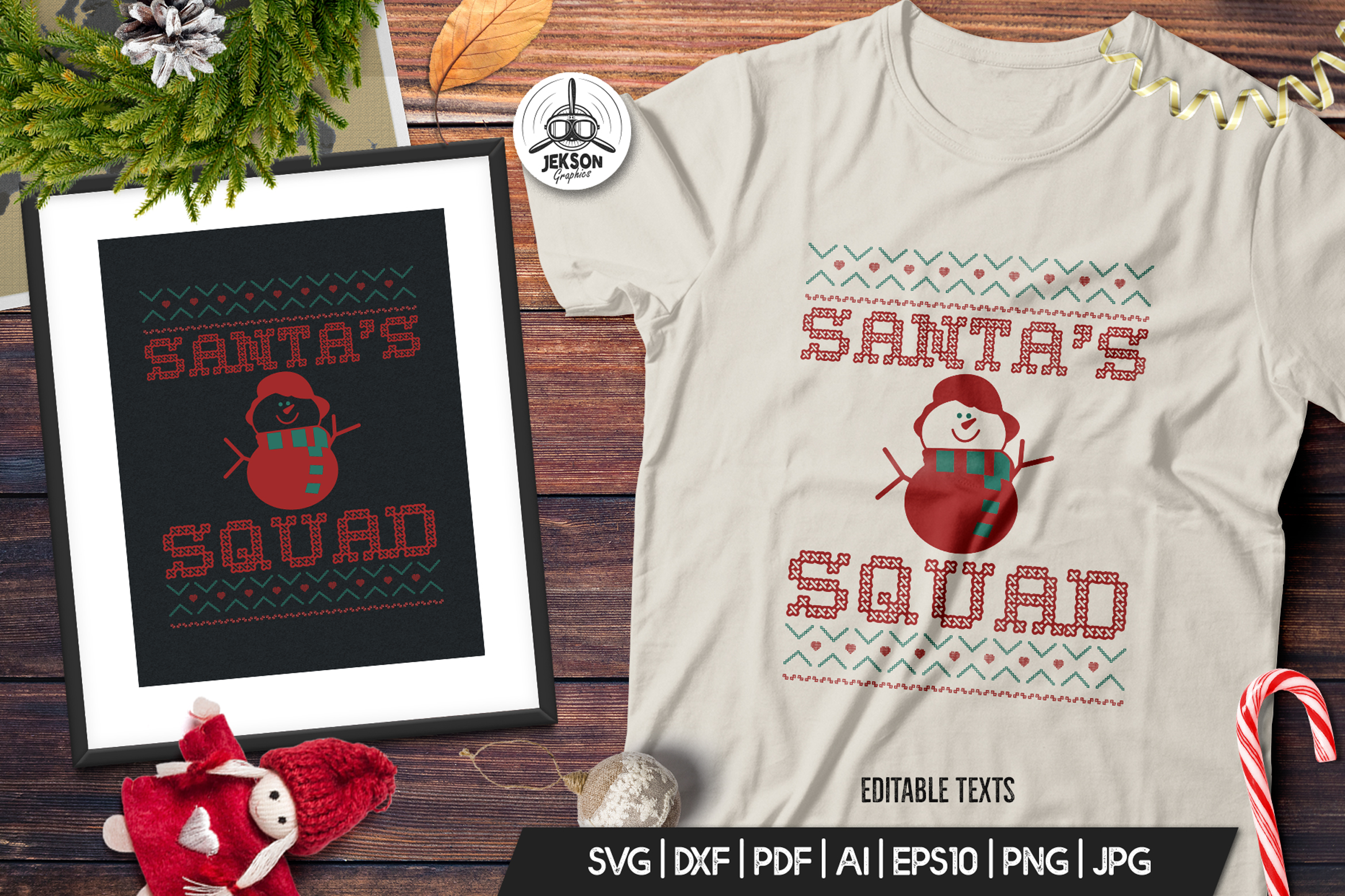 Download Christmas Santa Squad Sweater T-Shirt. Xmas SVG Print Design