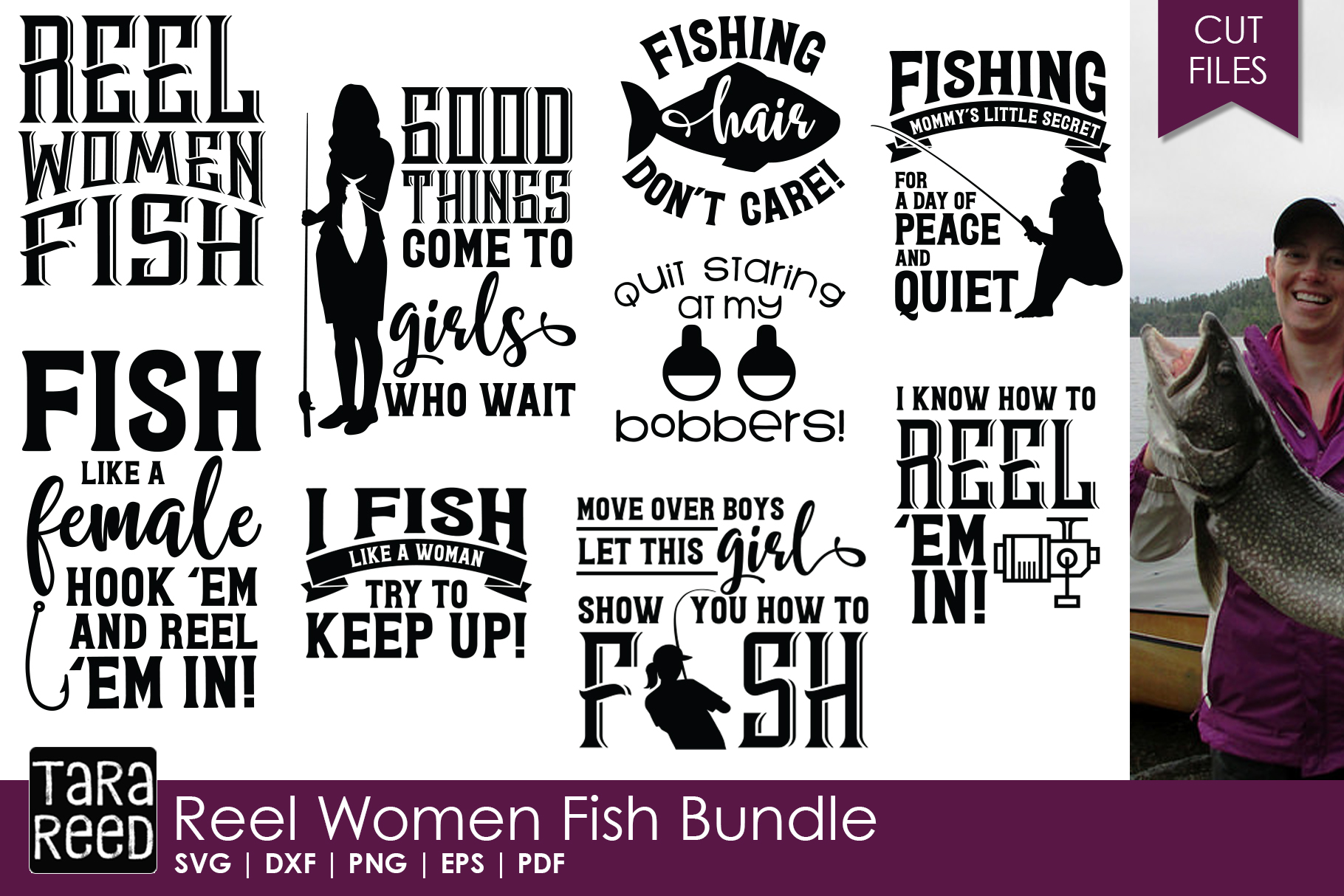 Download Reel Women Fish - Fishing SVG and Cut Files for Crafters ...