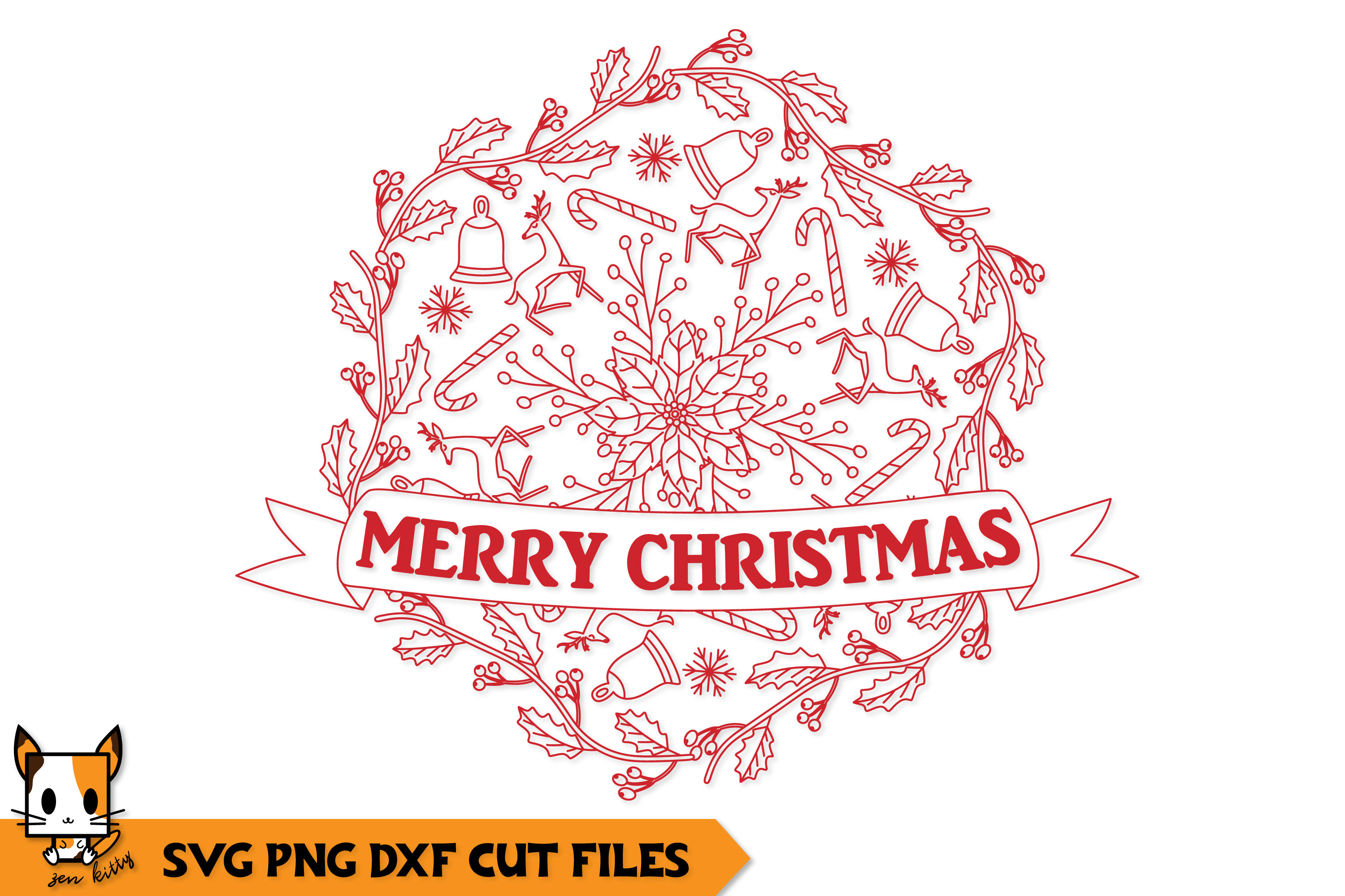 Download Merry Christmas Mandala Snowflake Candy Cane Svg Png Dxf PSD Mockup Templates