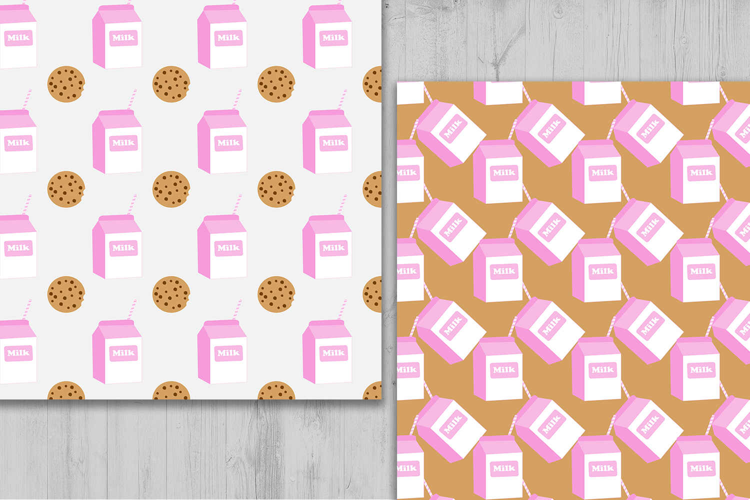 Milk and Cookies Digital Paper, Chocolate Chip Cookies Digital Paper