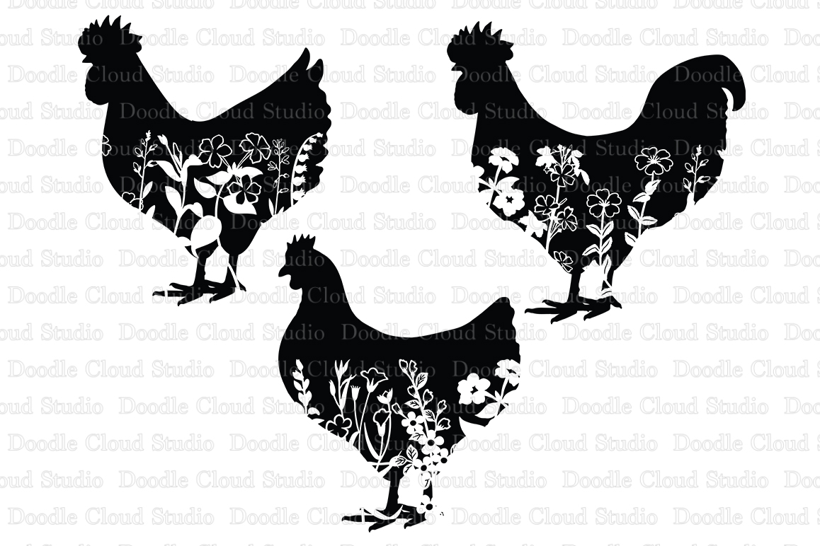 Download Floral Chicken SVG, Floral Rooster Svg, Floral Hen Svg,