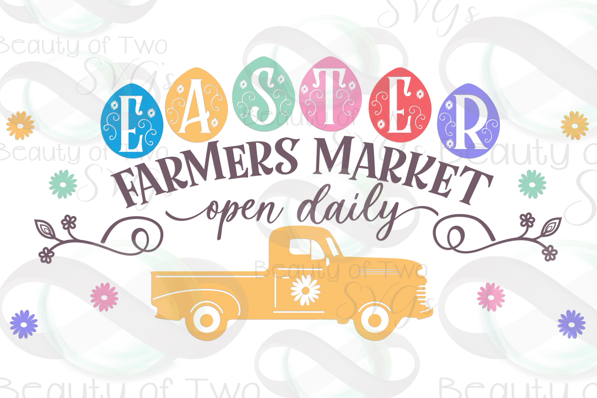 Download Easter Farmers Market Easter Eggs svg, Vintage Truck svg,