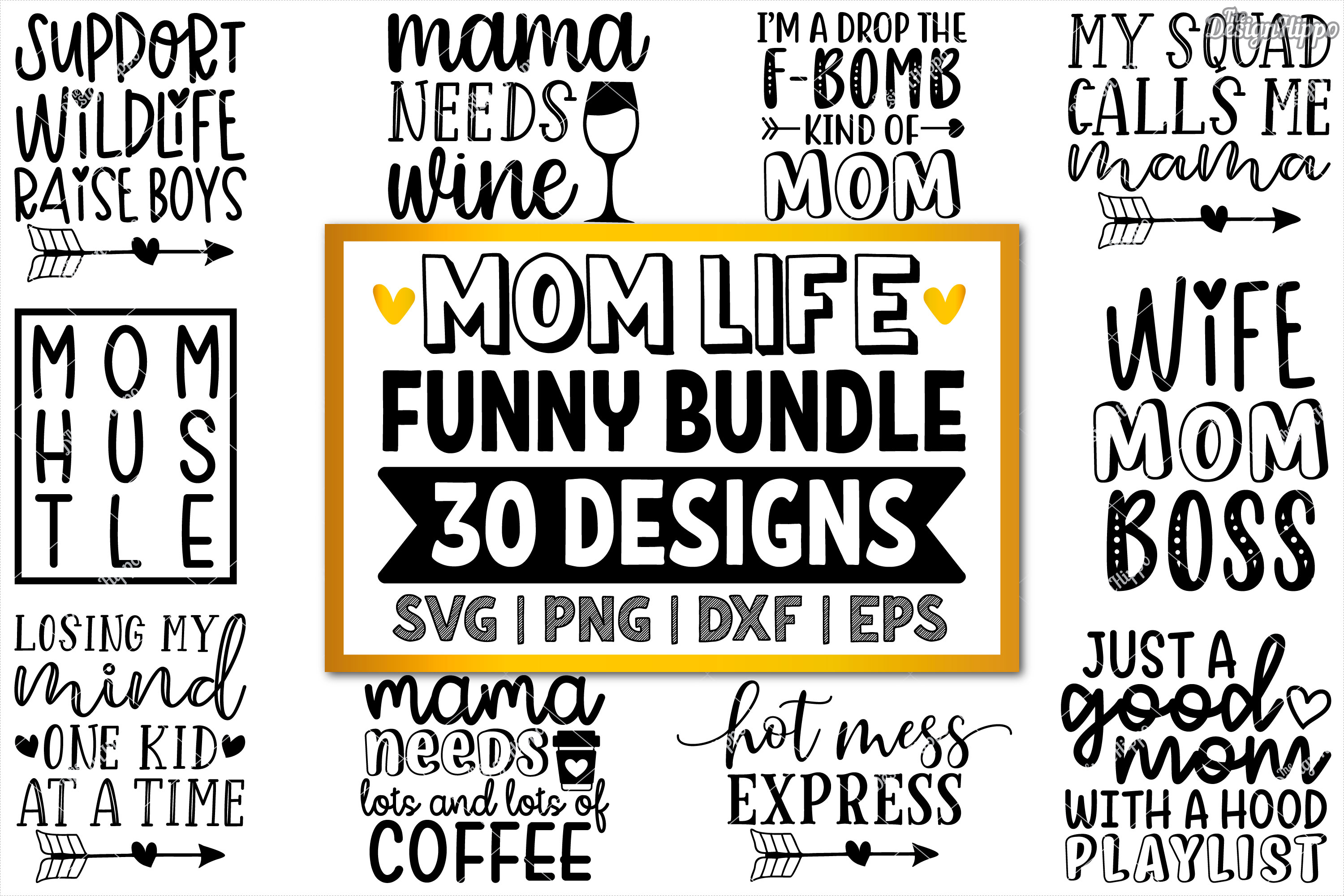 Download Funny Mom SVG Bundle of 30 Designs, DXF PNG Cricut Cut ...