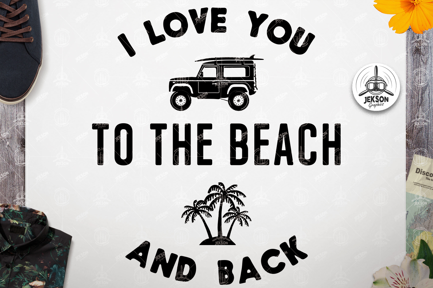 Download Surfing SVG Cut File - I Love You To The Beach and Back Logo