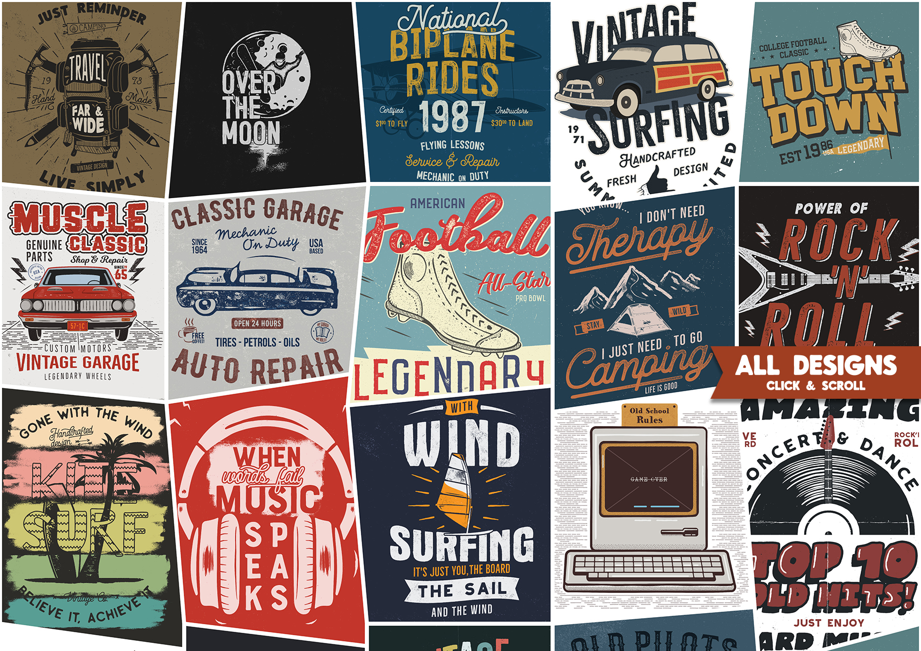 Vintage T-Shirt Bundle Retro SVG Designs Collection. Part ...